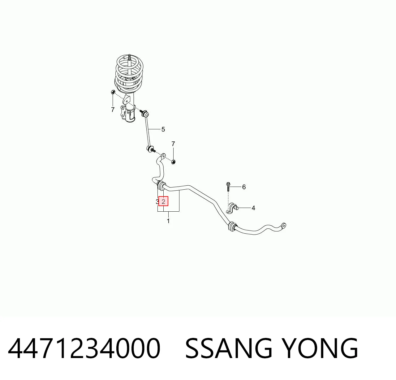 4471234000 Ssang Yong Buje de barra estabilizadora delantera