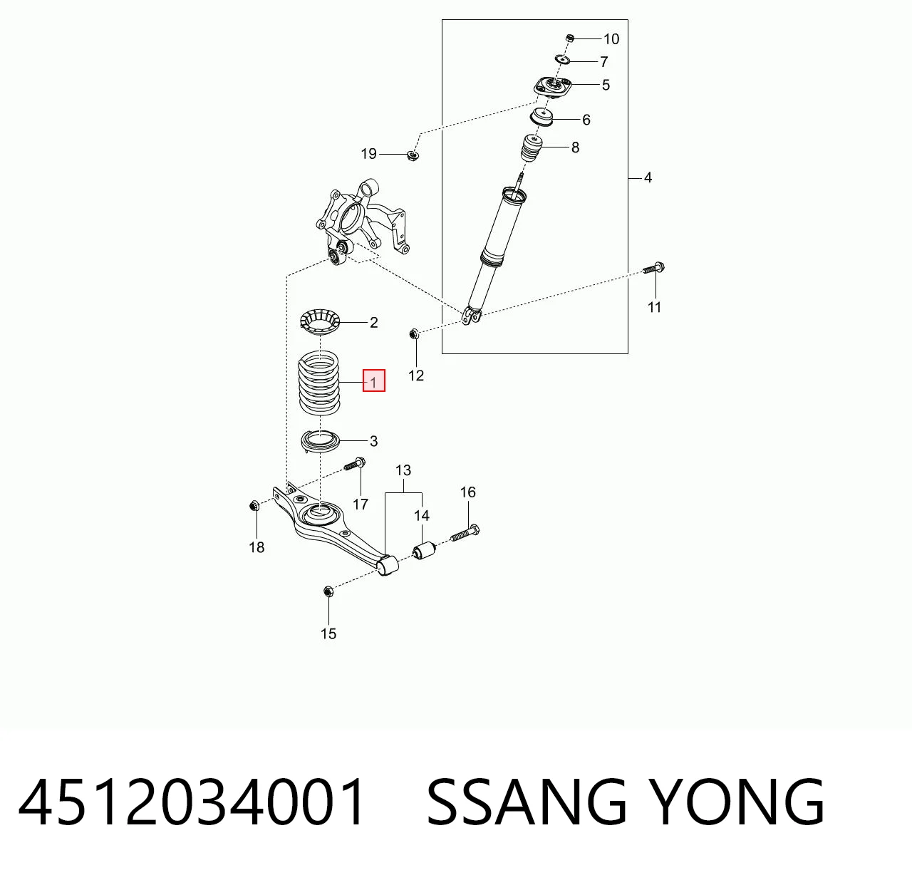 Muelle trasero para SsangYong Actyon  