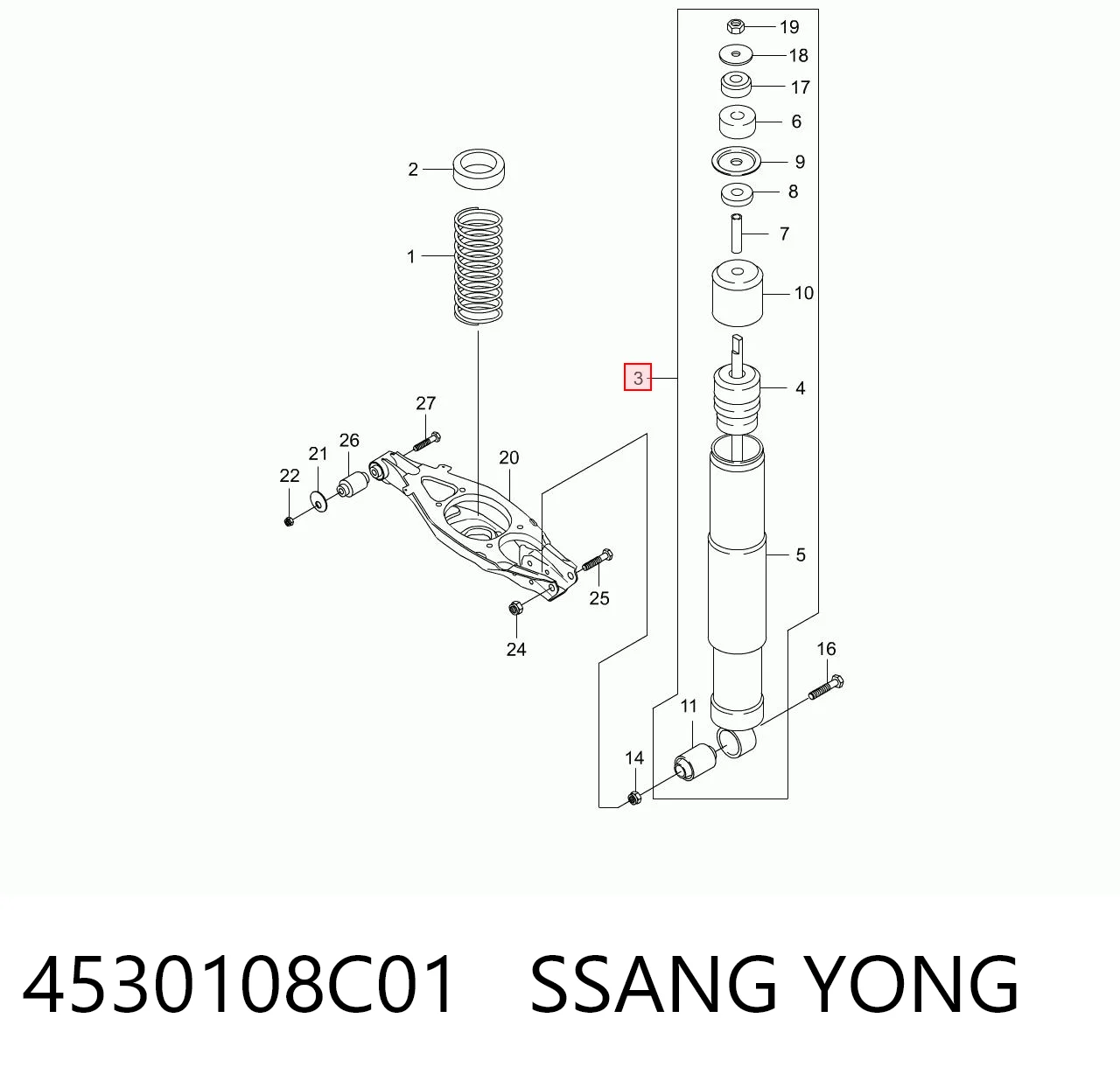 4530108C01 Ssang Yong Amortiguadores posteriores