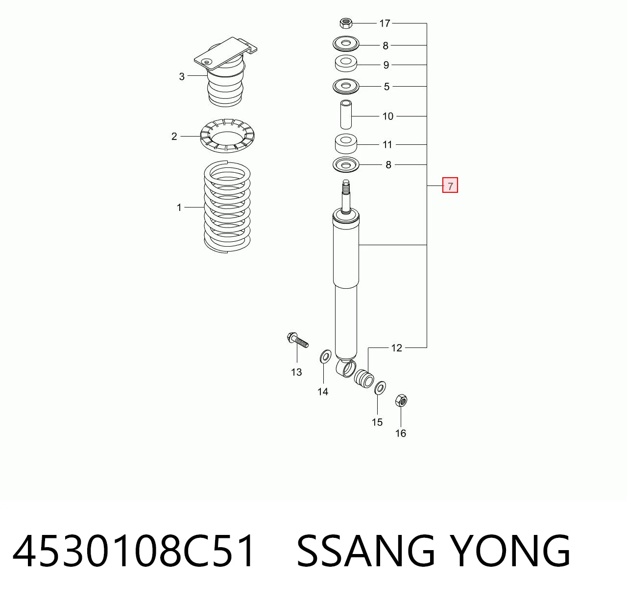 4530108C51 Ssang Yong Amortiguadores posteriores