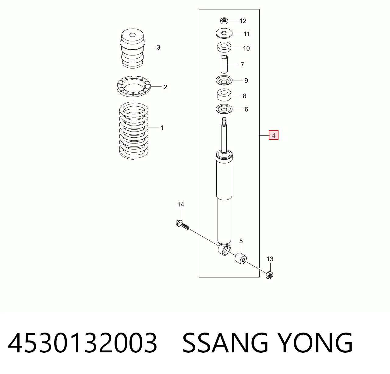 Amortiguador trasero 4530132003 SSANG YONG