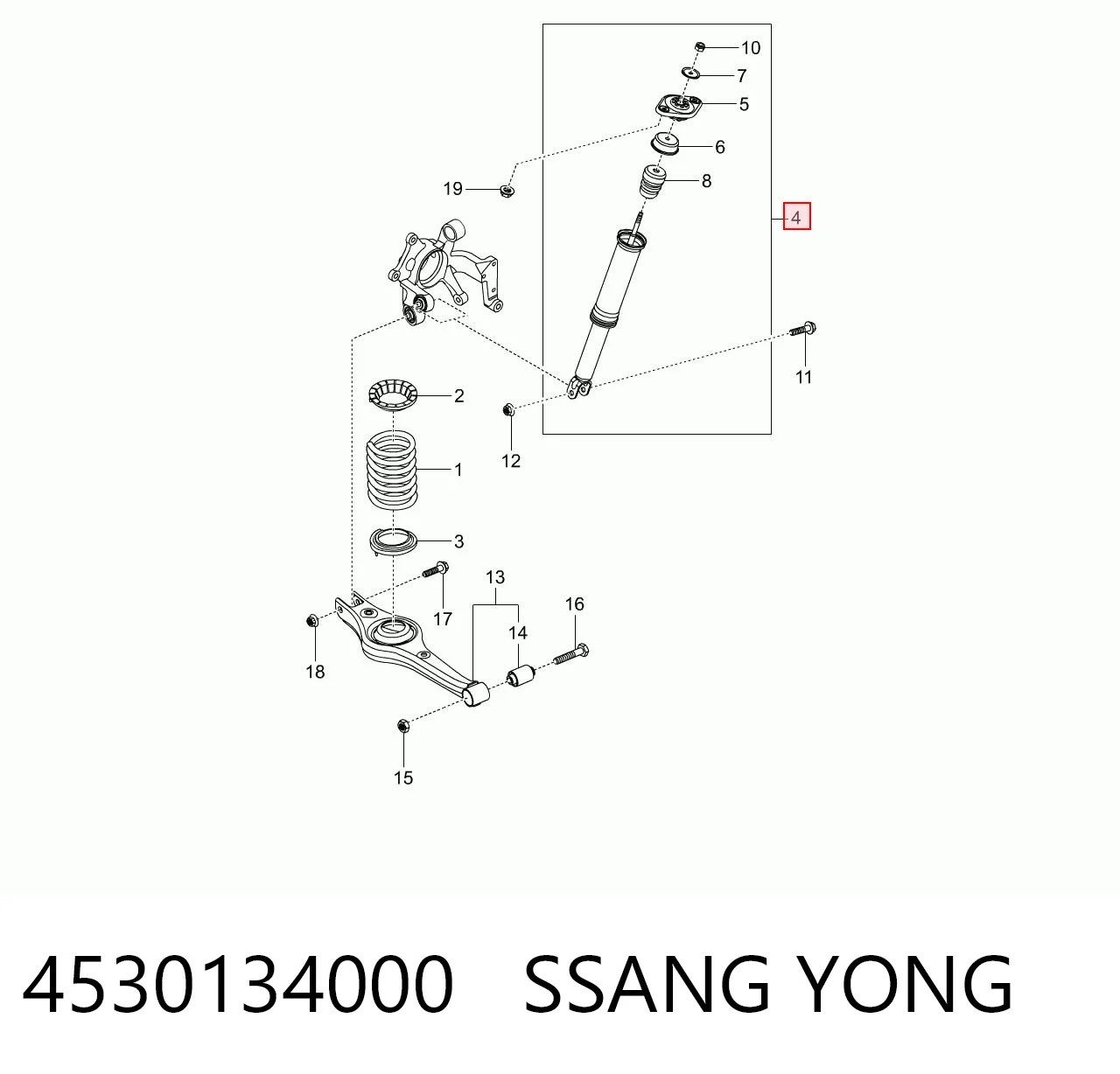 4530134000 Ssang Yong Amortiguadores posteriores