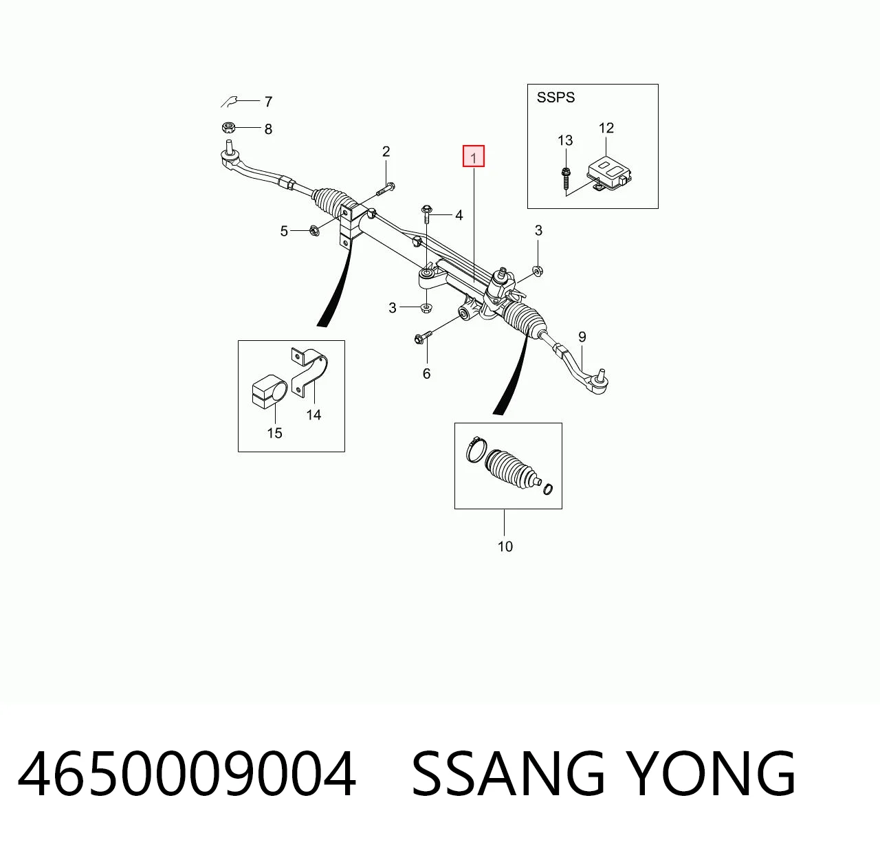 4650009004 Ssang Yong Cremallera caja de direccion