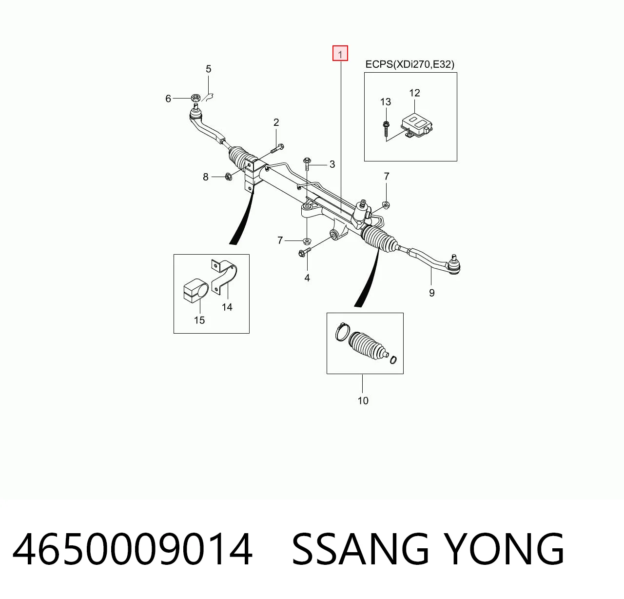 Cremallera de dirección 4650009014 SSANG YONG