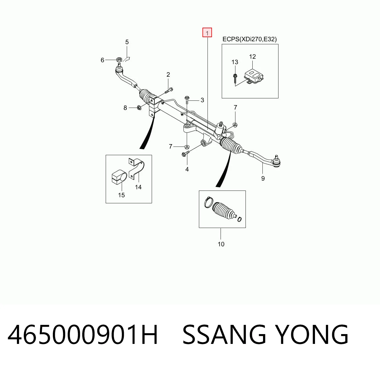 Cremallera de dirección SSANG YONG 465000901H