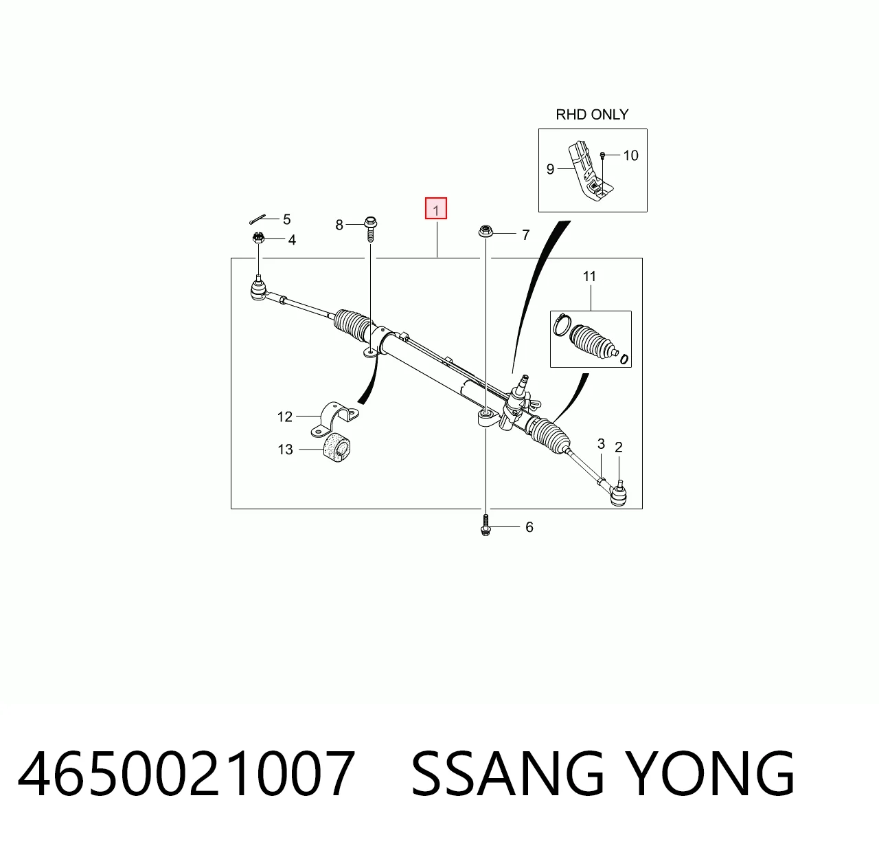 Cremallera caja de direccion para SsangYong Rodius  