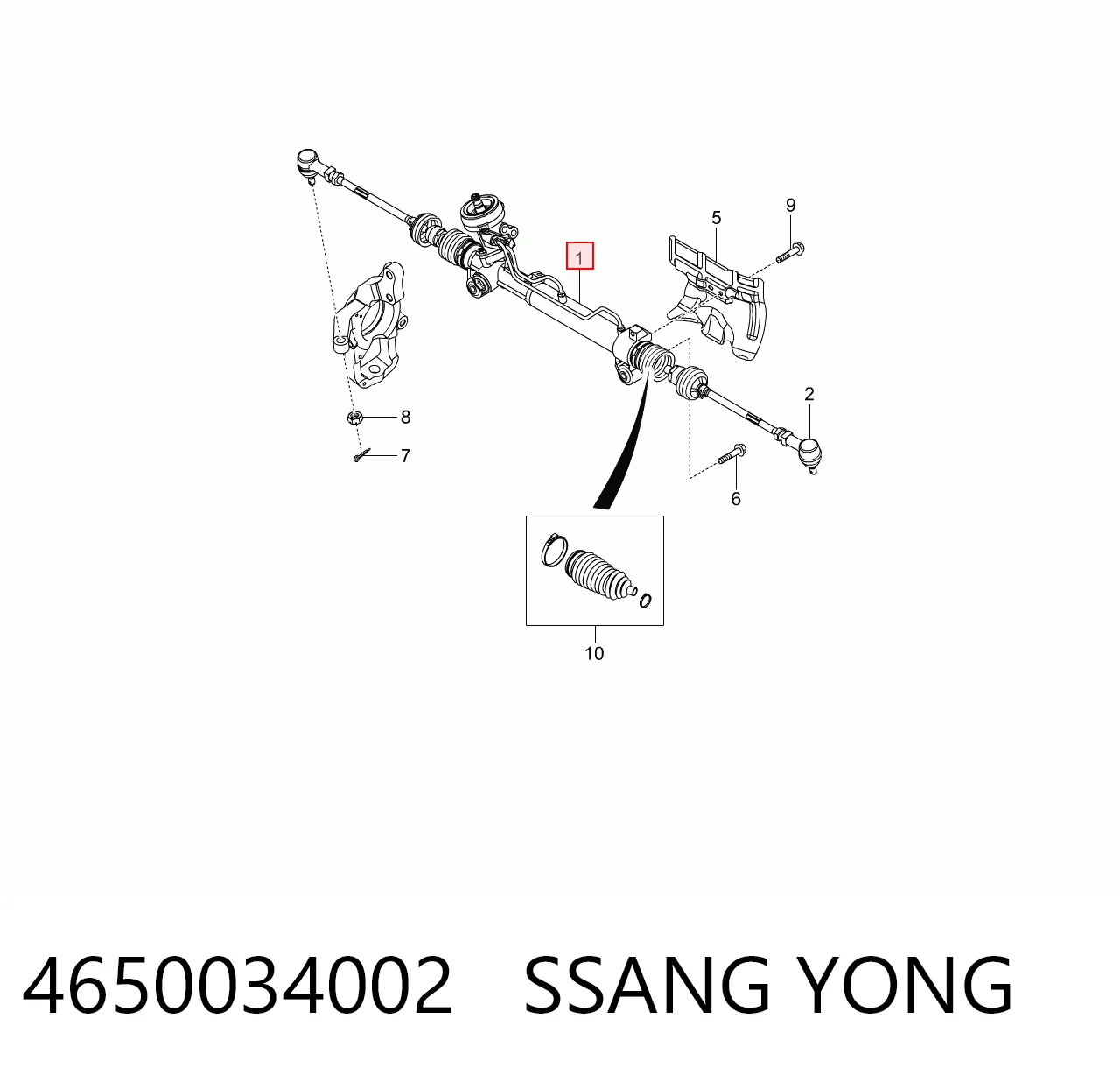 Cremallera caja de direccion para SsangYong Korando C 