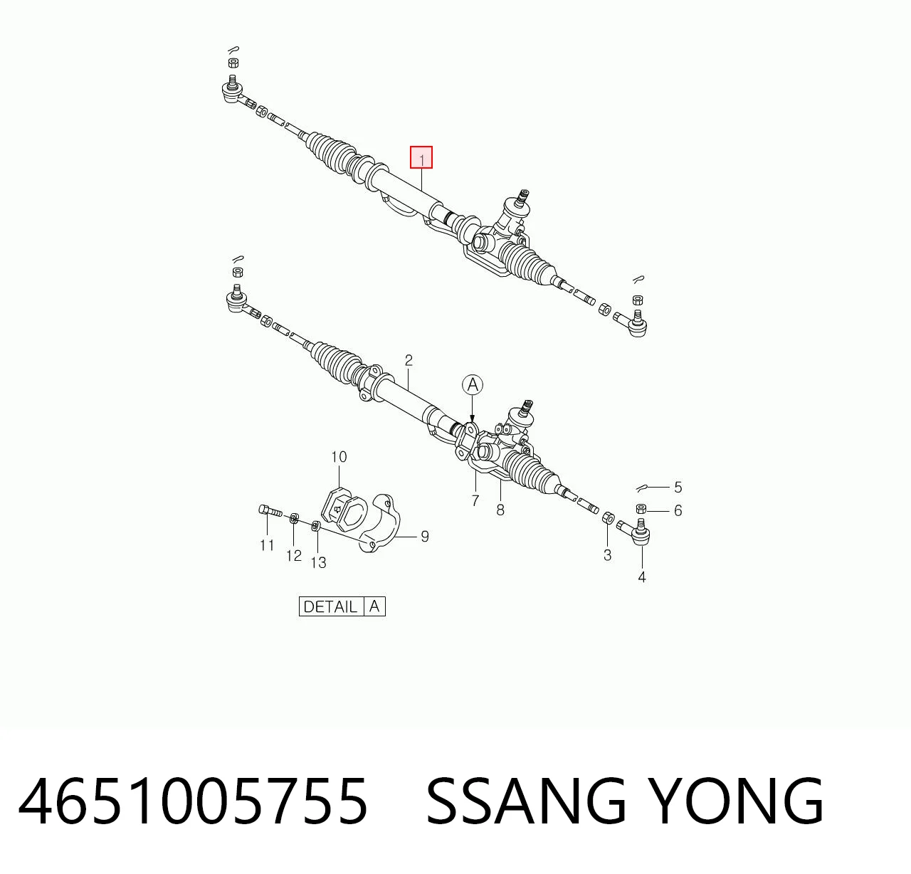 Cremallera de dirección SSANG YONG 4651005755