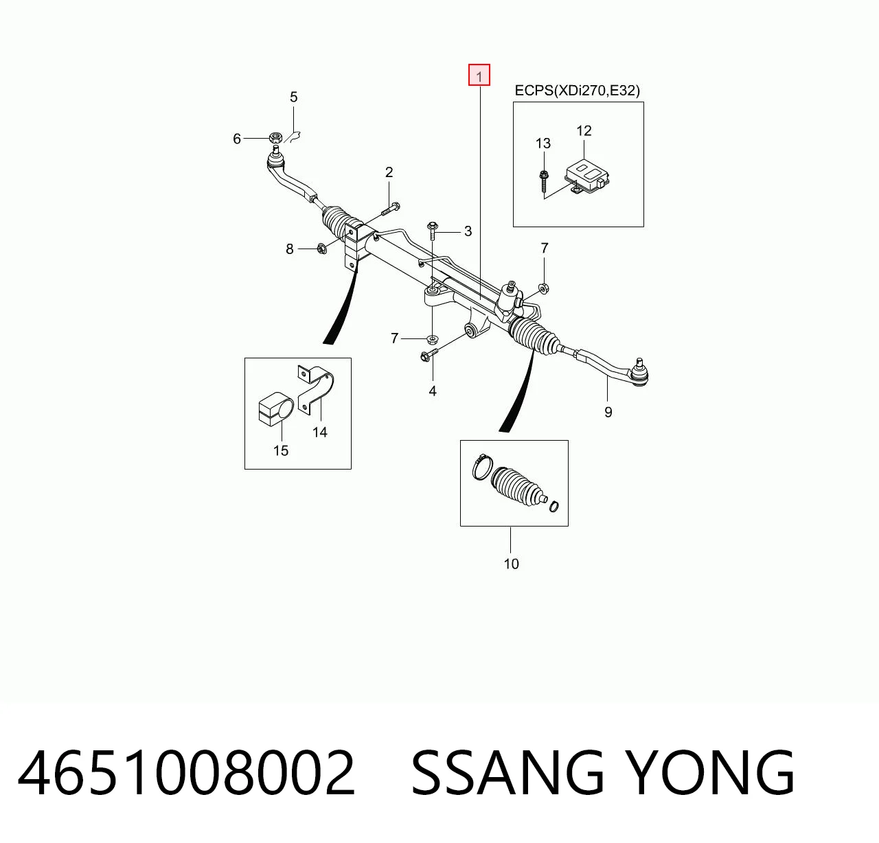 4651008002 Ssang Yong Cremallera caja de direccion