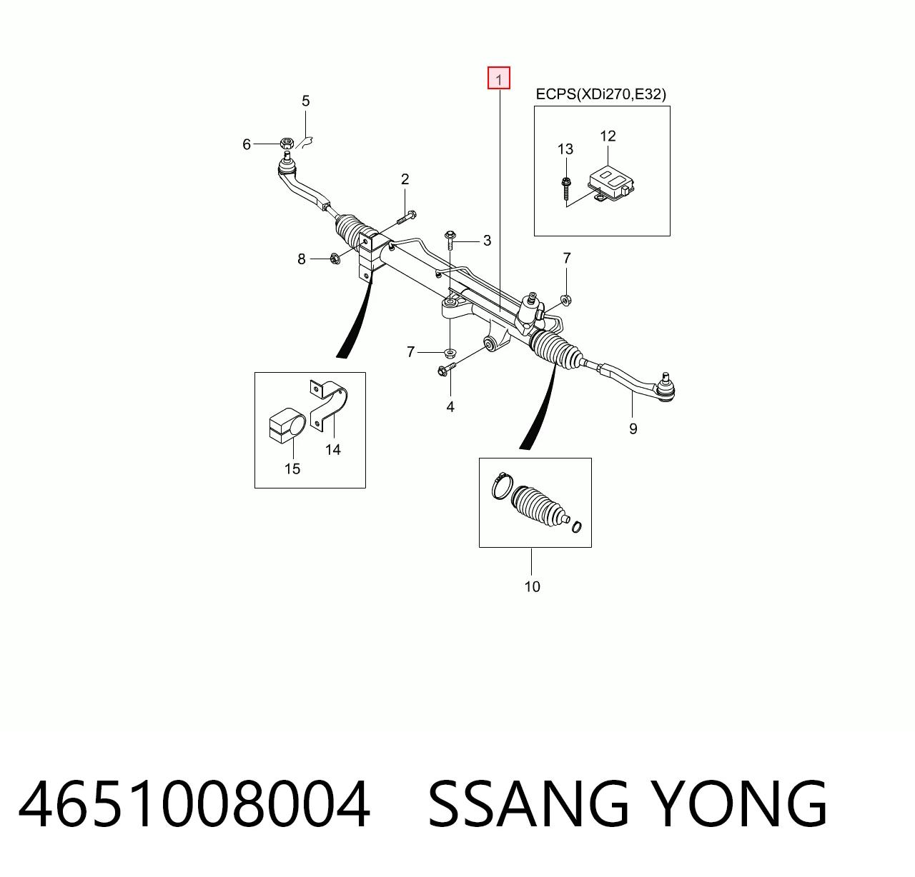 4651008004 Ssang Yong Cremallera caja de direccion