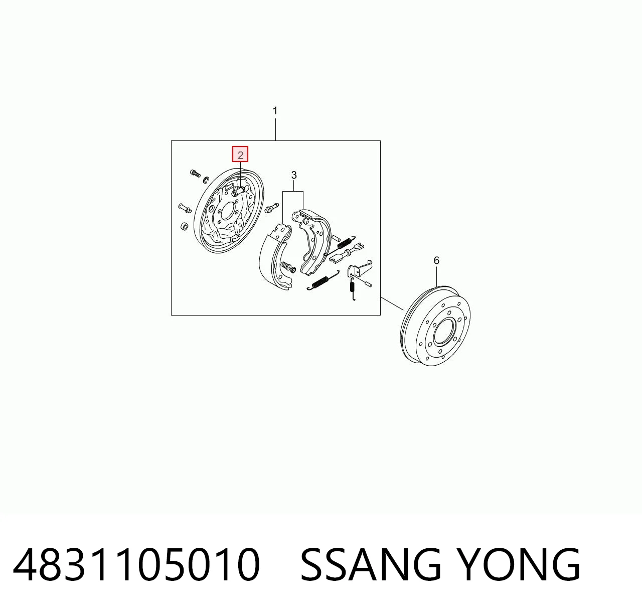 Cilindro de freno de rueda trasera para SsangYong Actyon