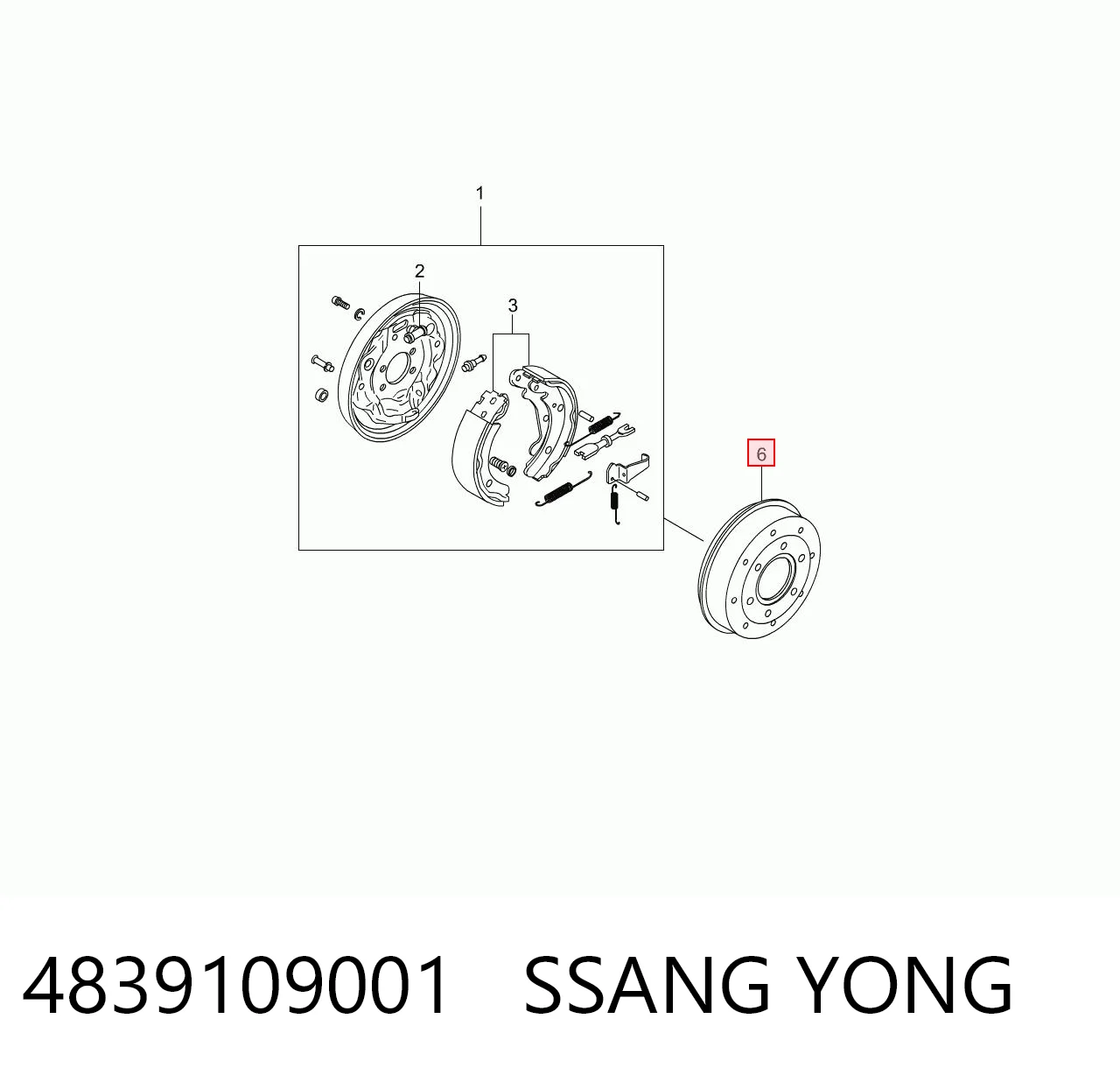 Tambor de freno trasero para SsangYong Actyon QJ