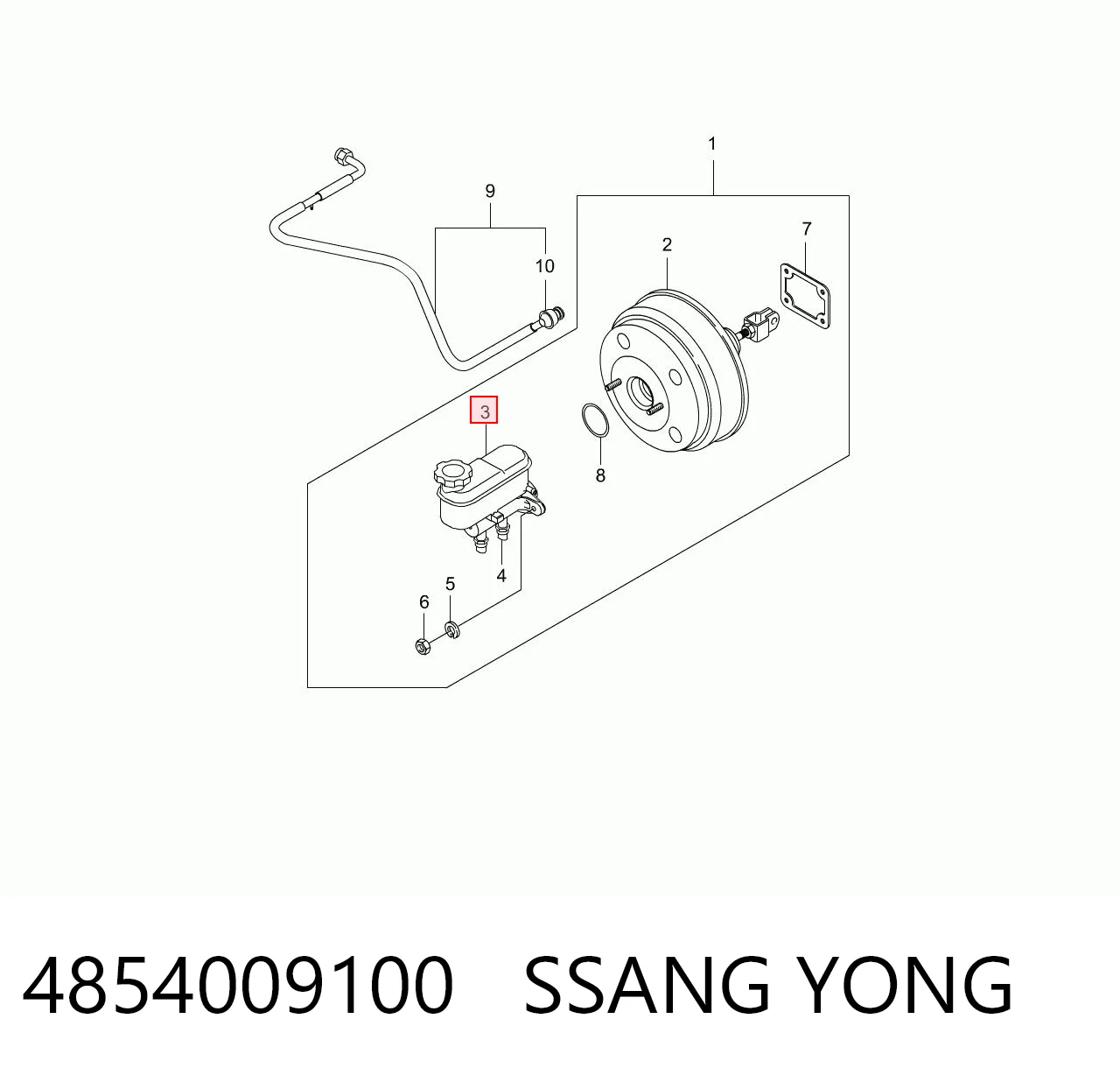 4854009100 Ssang Yong Cilindro principal de frenos