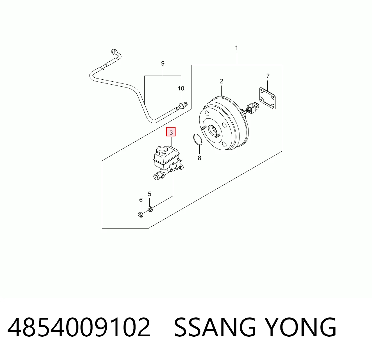 4854009102 Ssang Yong Cilindro principal de frenos