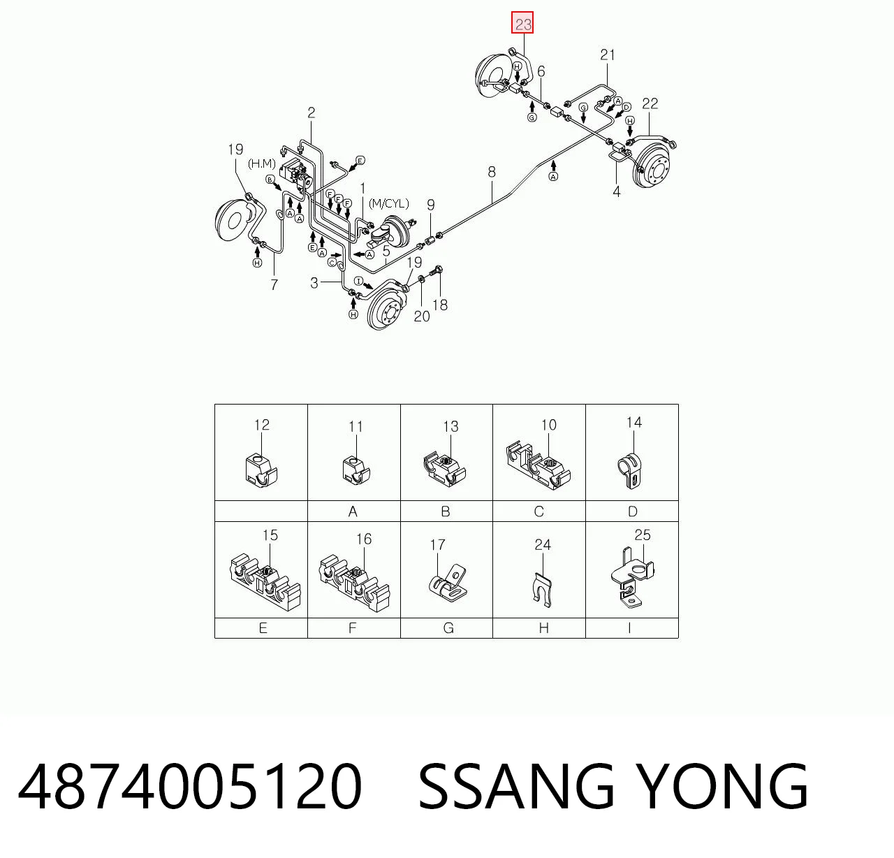 4874005120 Ssang Yong Tubo flexible de frenos trasero derecho 