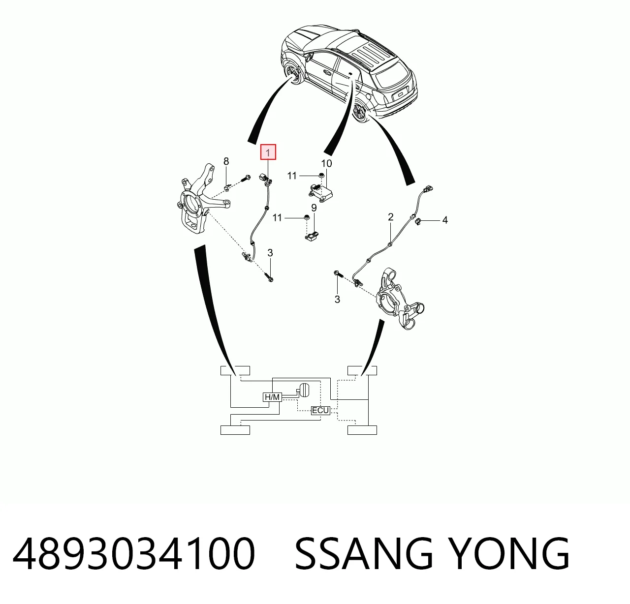  Sensor ABS SsangYong Korando 