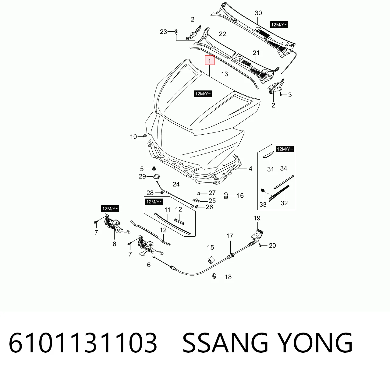 Capó delantero para SsangYong Actyon  CJ