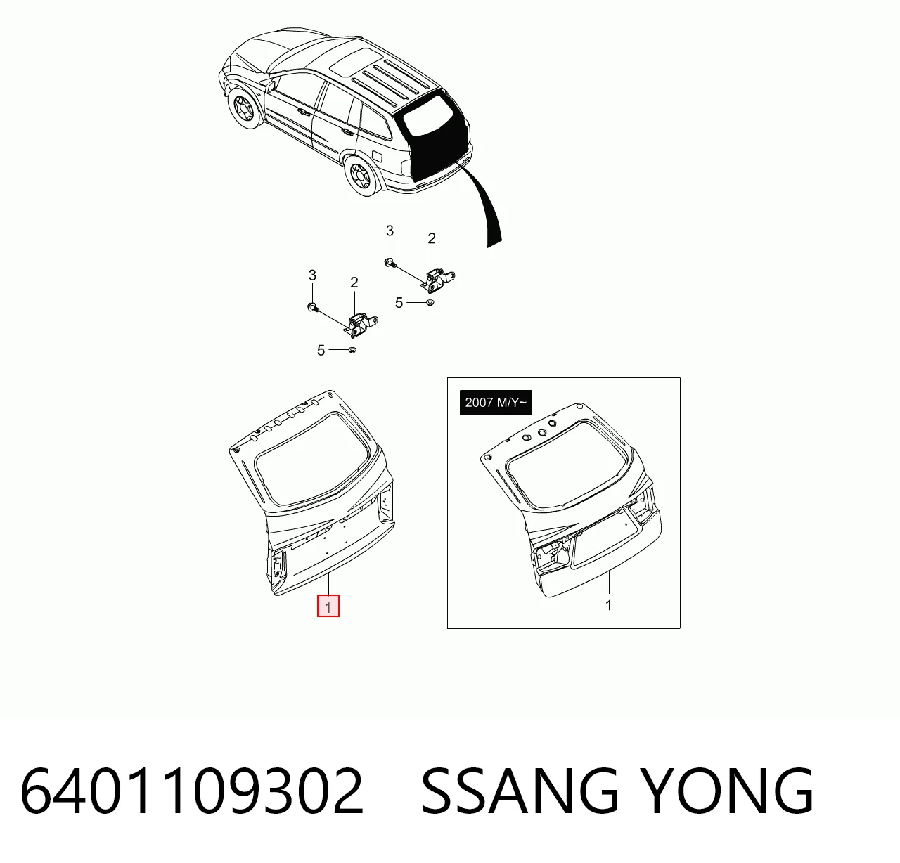 Porton trasero para SsangYong Kyron  