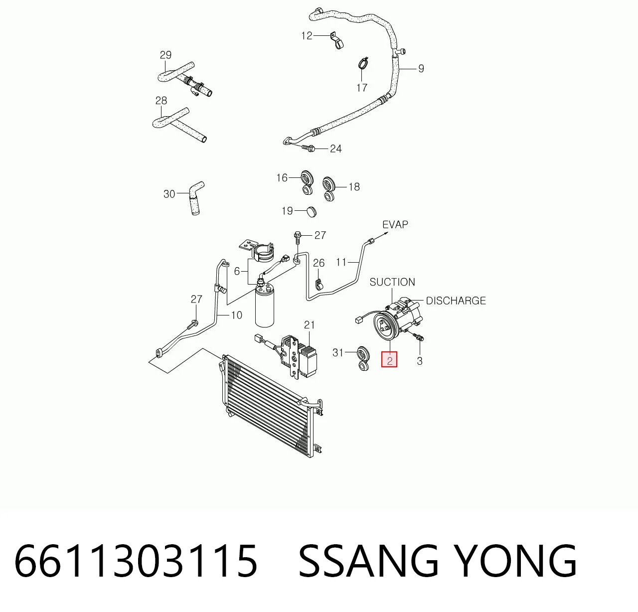6611303115 Ssang Yong Compresor climatizador