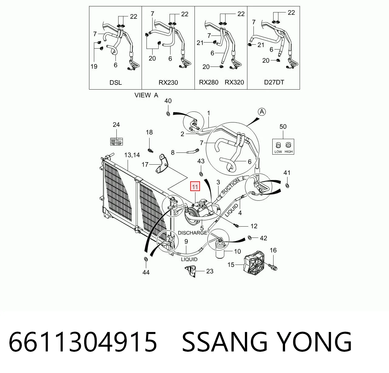 6611304915 Ssang Yong Compresor climatizador