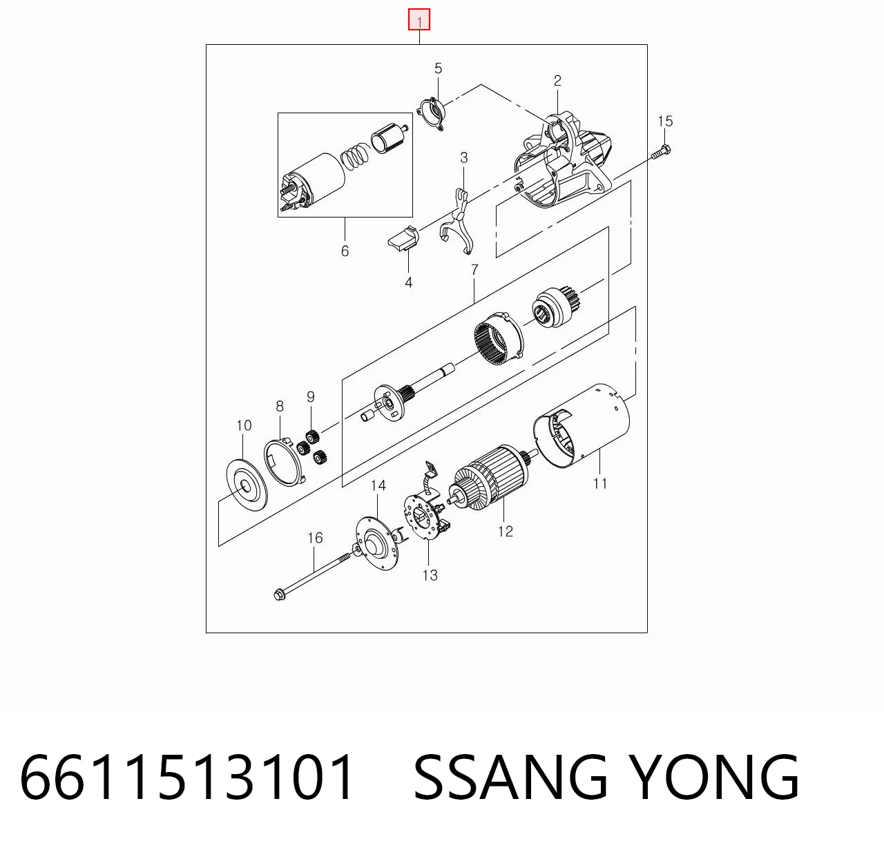 6611513101 Ssang Yong Arranque motores