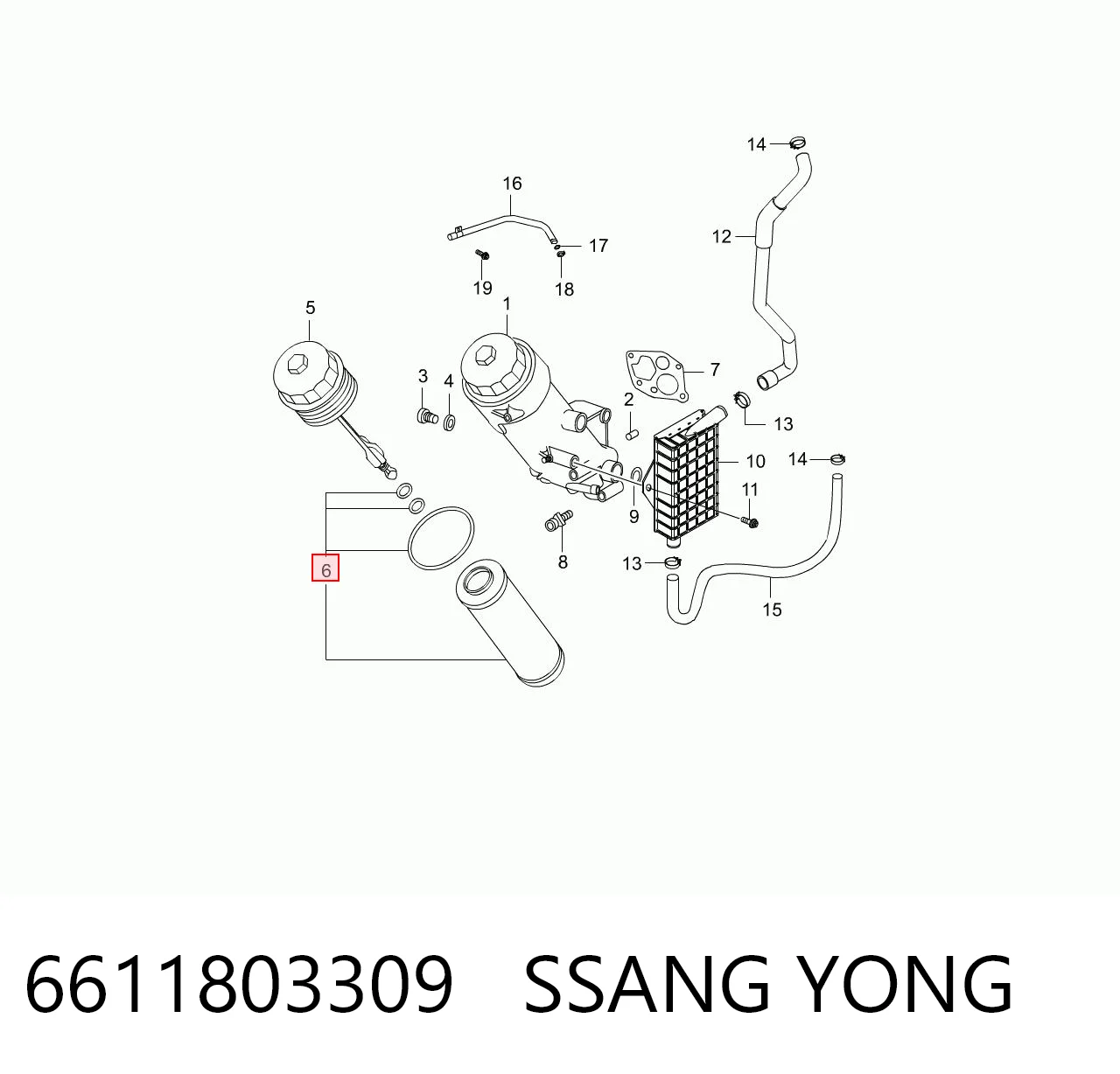 6611803309 Ssang Yong Filtro aceite