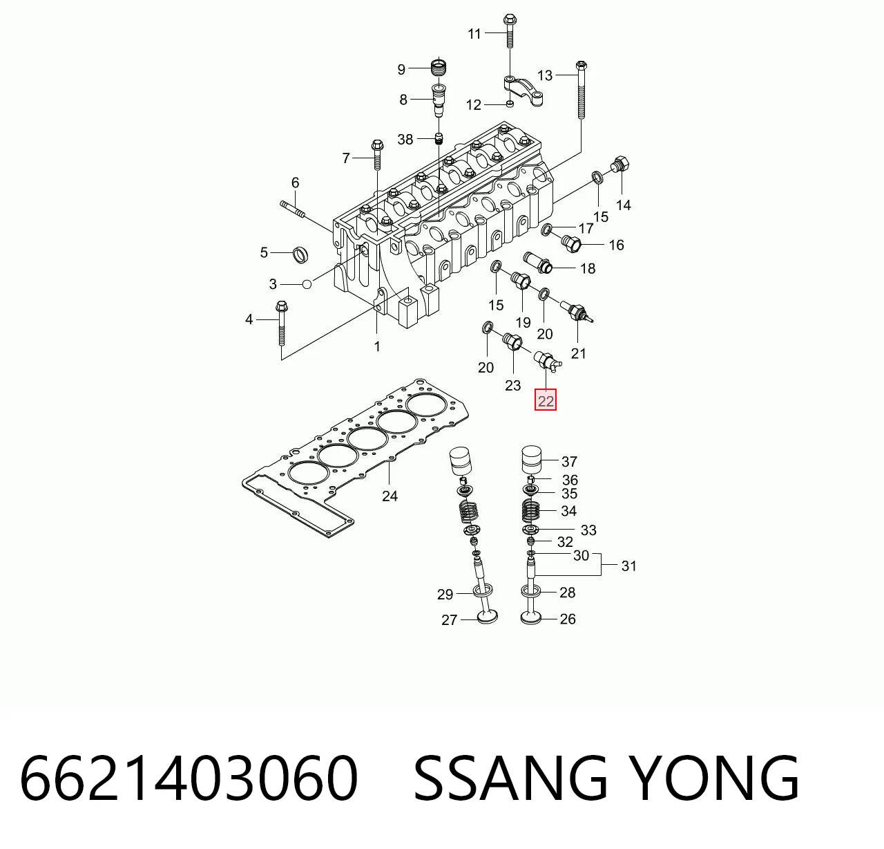 6621403060 Ssang Yong Sensor de temperatura de vacío