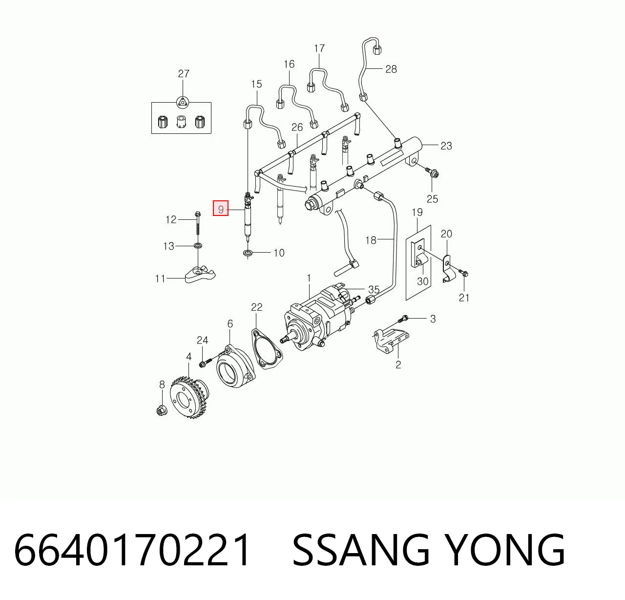 6640170221 Ssang Yong Inyector de combustible