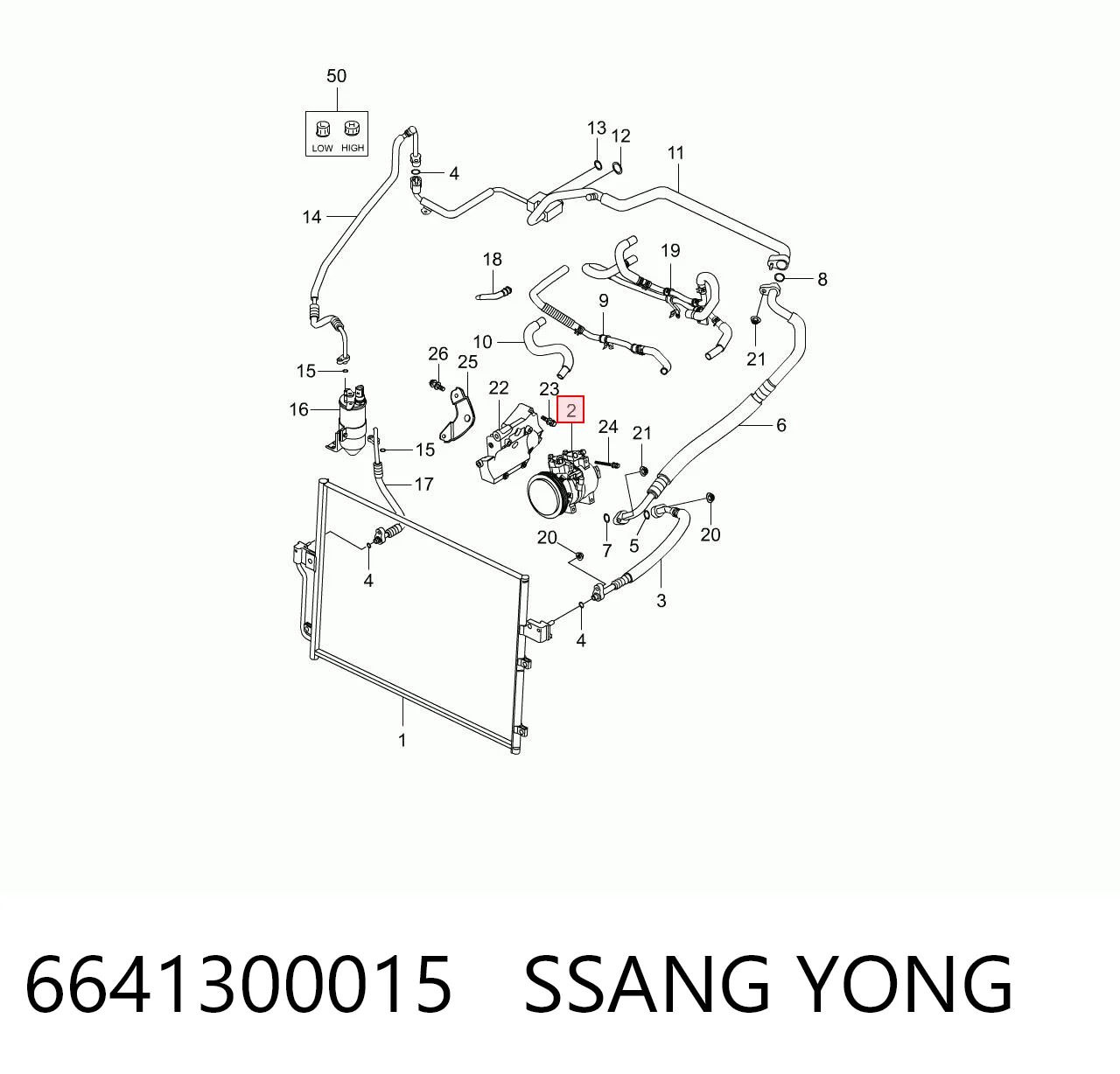 6641300015 Ssang Yong Compresor climatizador