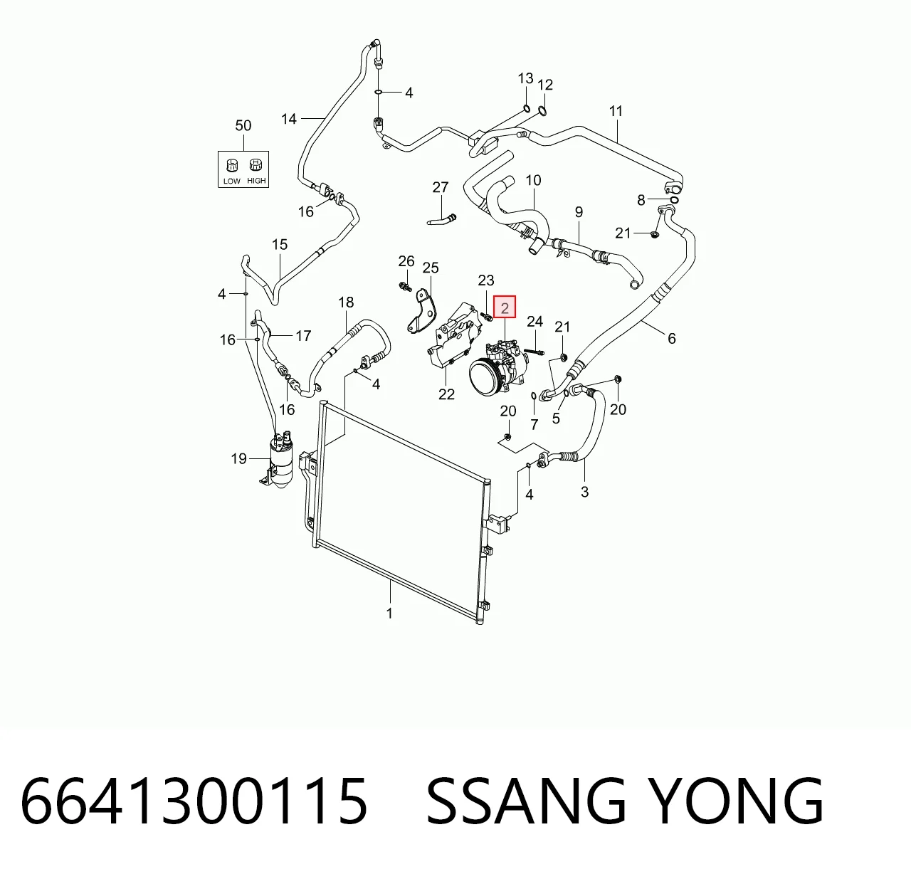 6641300115 Ssang Yong Compresor climatizador