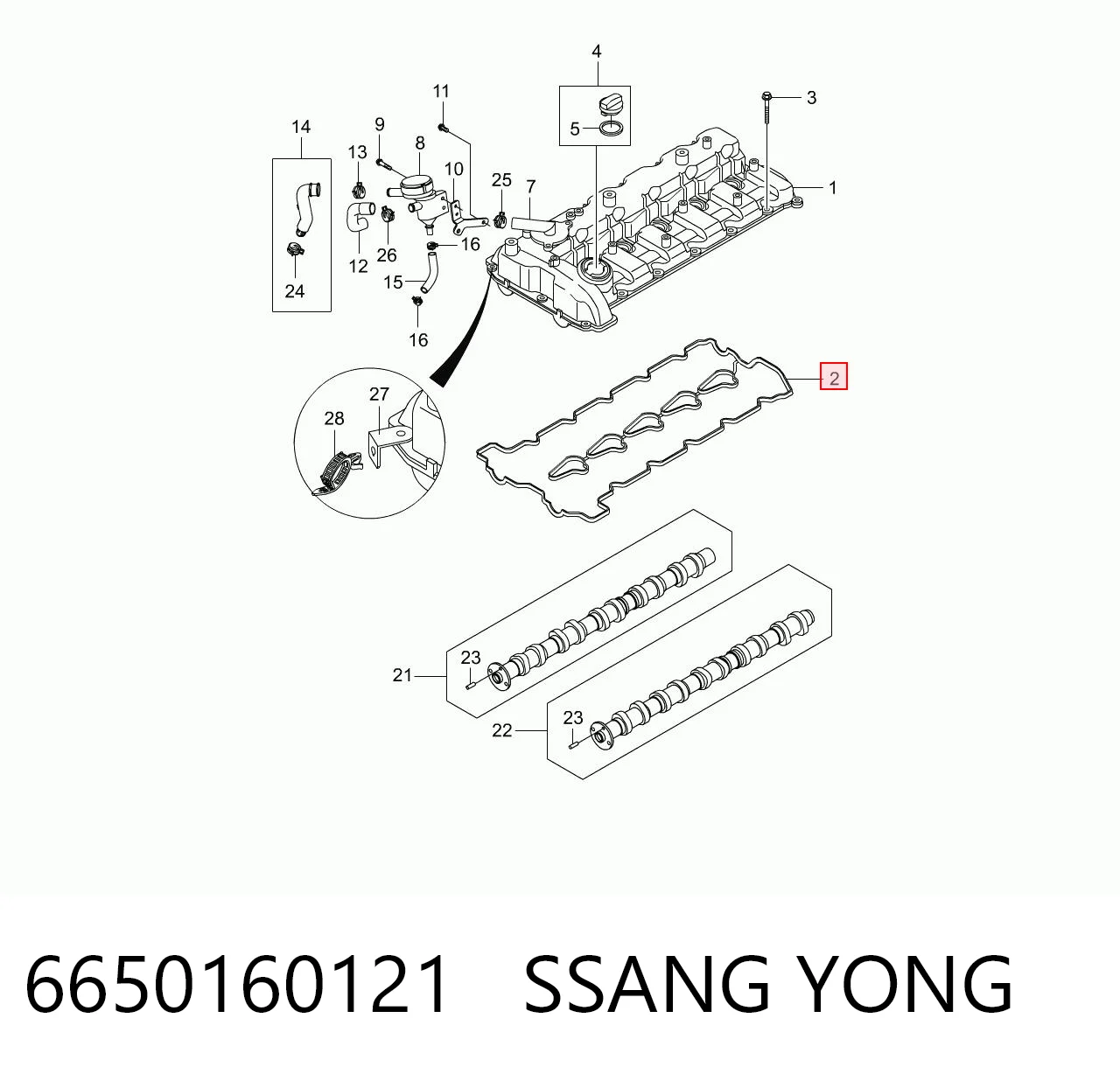 6650160121 Ssang Yong Junta de balancínes