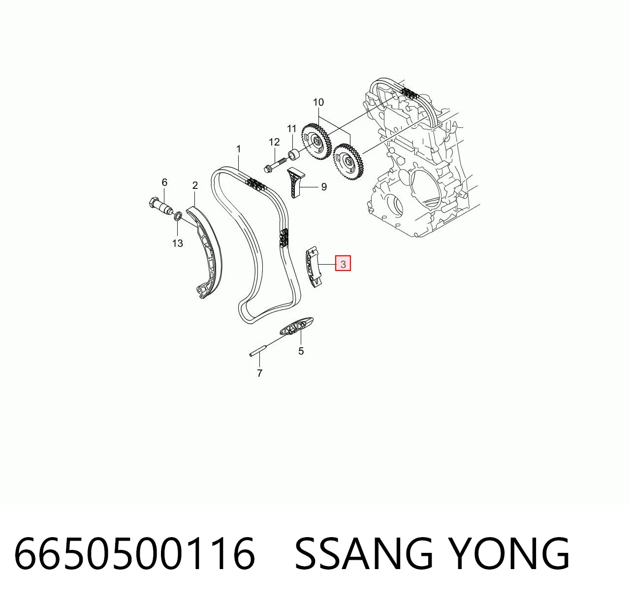 Comprar Guía izquierda de cadena de distribución SsangYong Rodius a bajo precio