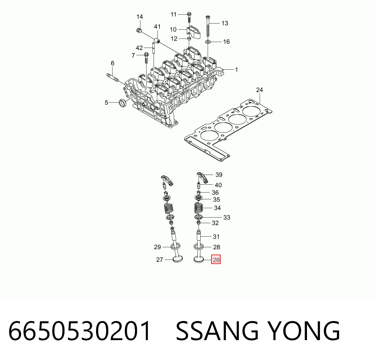 Válvula de admisión 6650530201 SSANG YONG