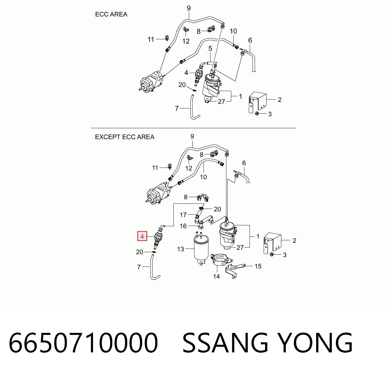 6650710000 Ssang Yong Bomba manual de cebado de combustible
