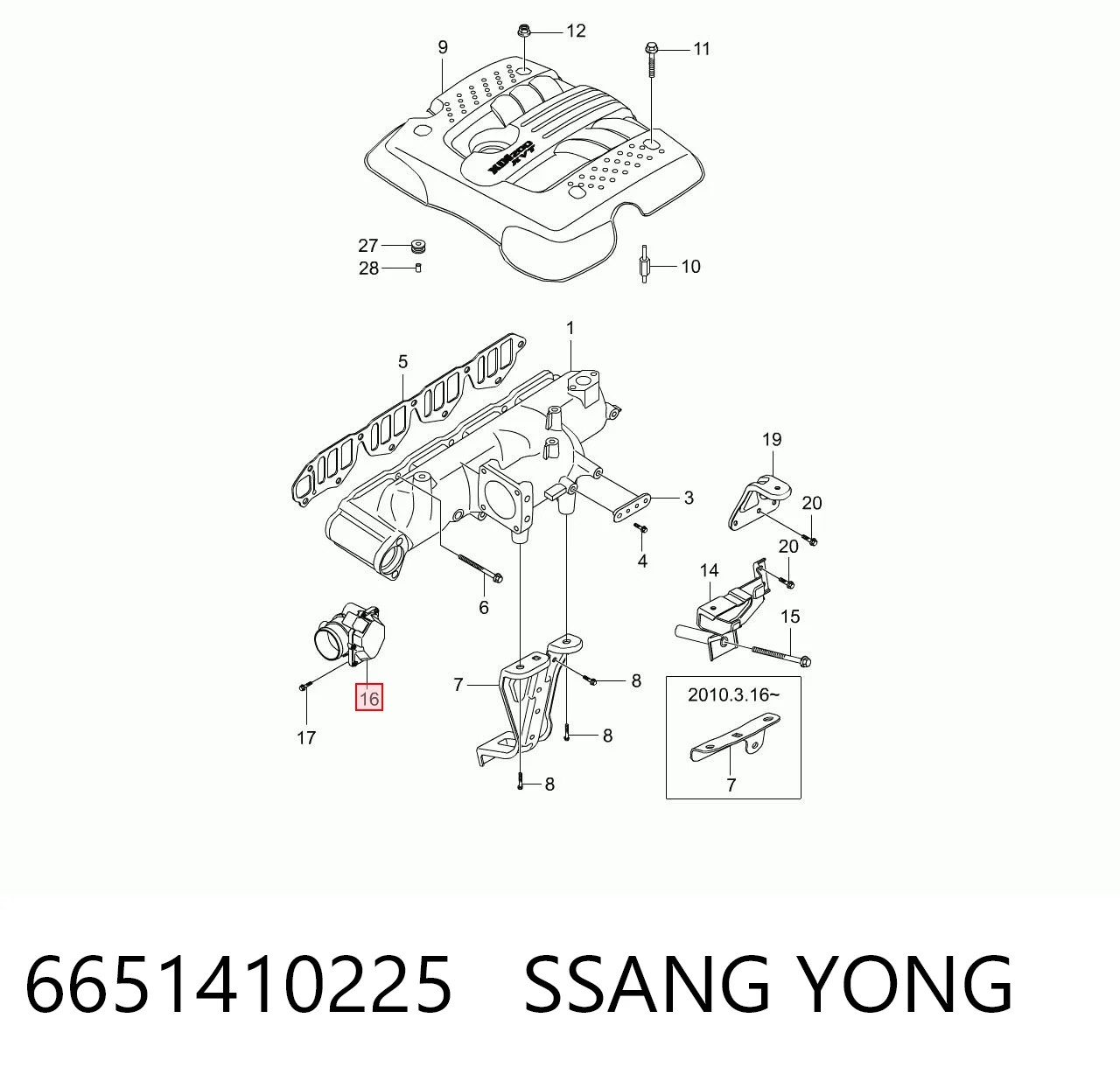 6651410225 Ssang Yong Mariposa de admisión