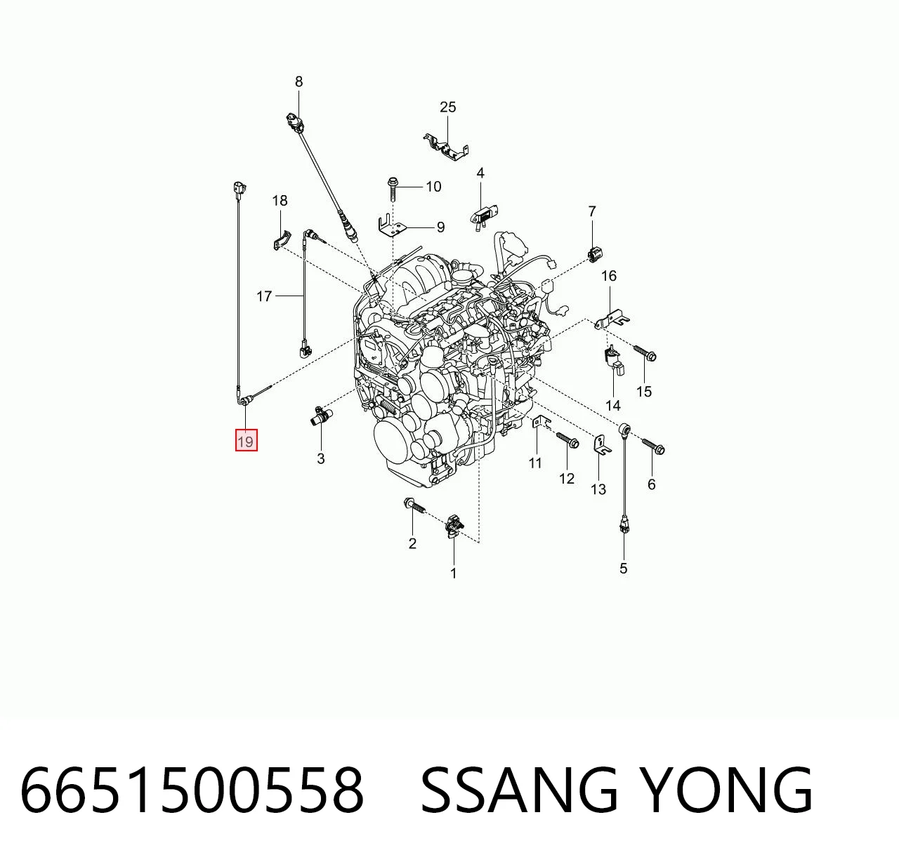 6651500558 Ssang Yong Sensor, presión gas de escape