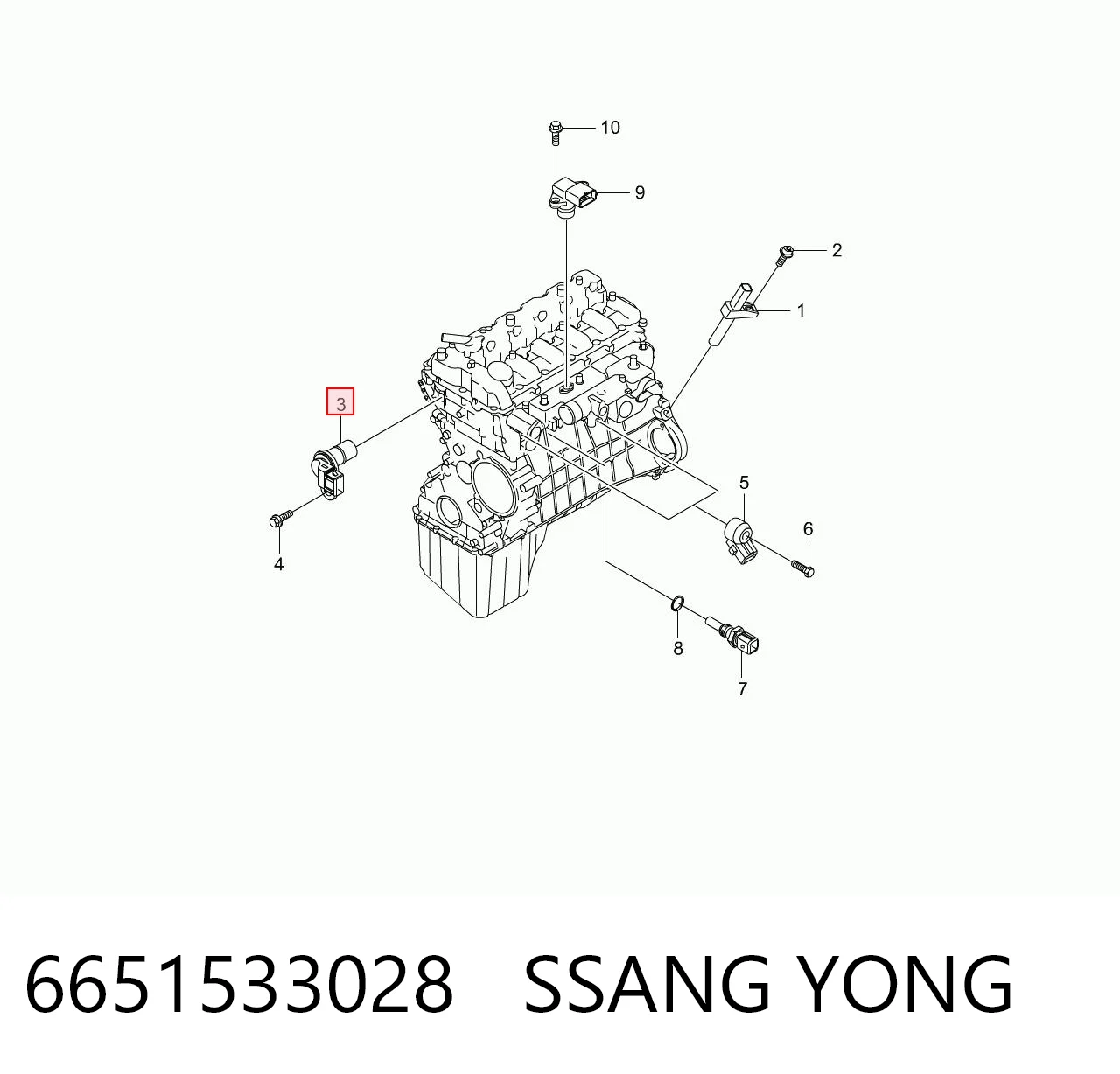 6651533028 Ssang Yong Sensor posición arbol de levas
