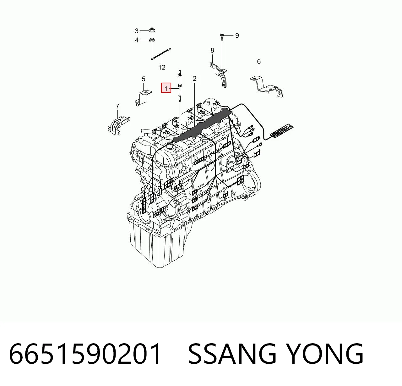 6651590201 Ssang Yong Bujías de calentamiento