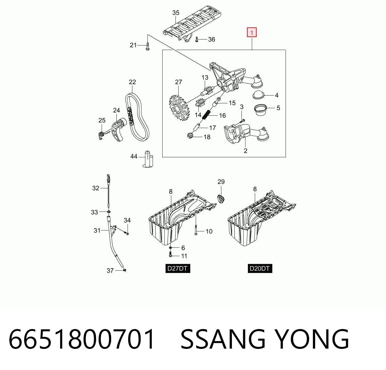 Bomba de aceite para SsangYong Kyron  