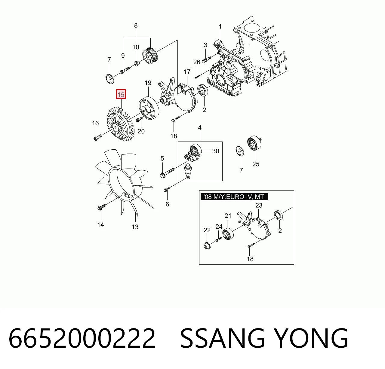 6652000222 Ssang Yong Embrague viscoso