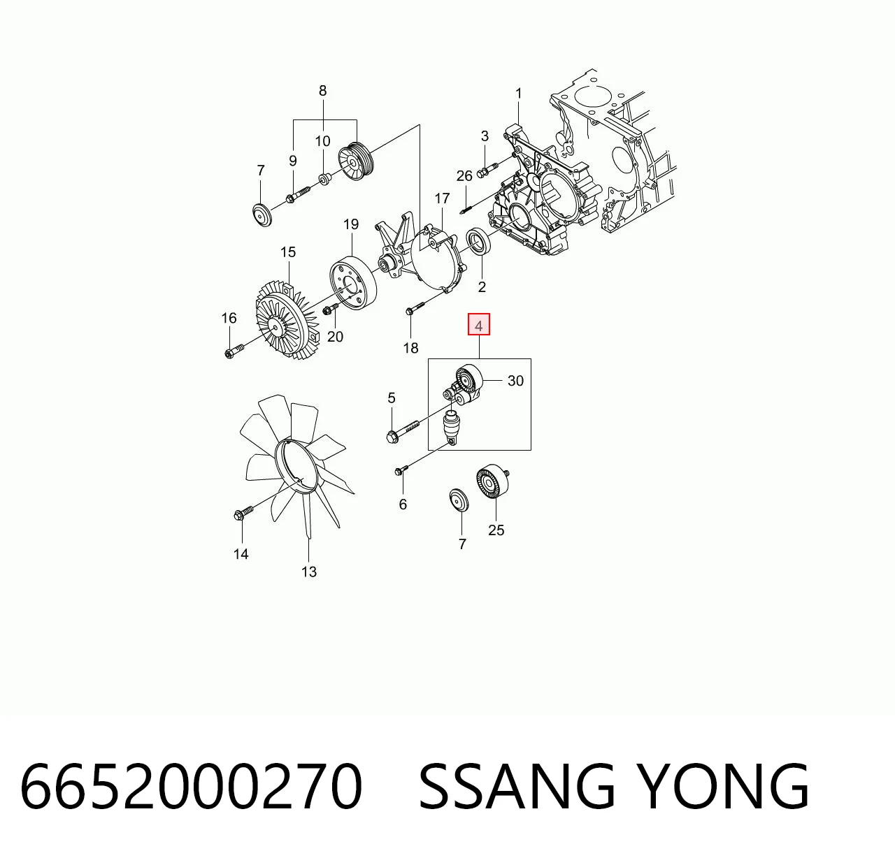 6652000270 Ssang Yong Tensor de correa de alternador