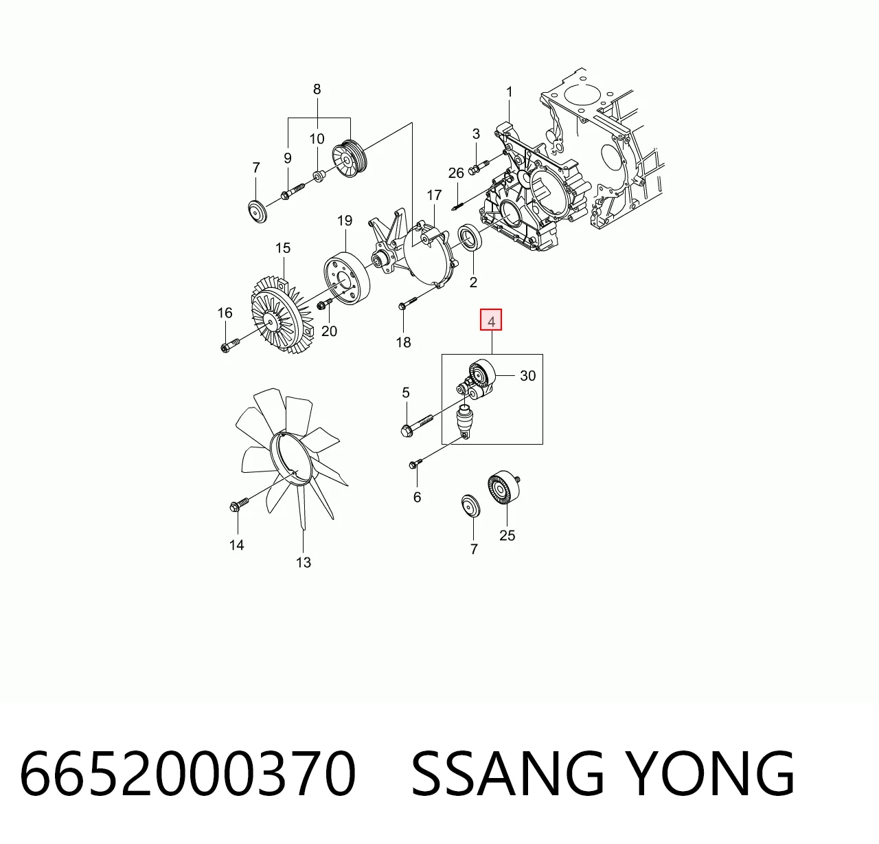 6652000370 Ssang Yong Tensor de correa de alternador