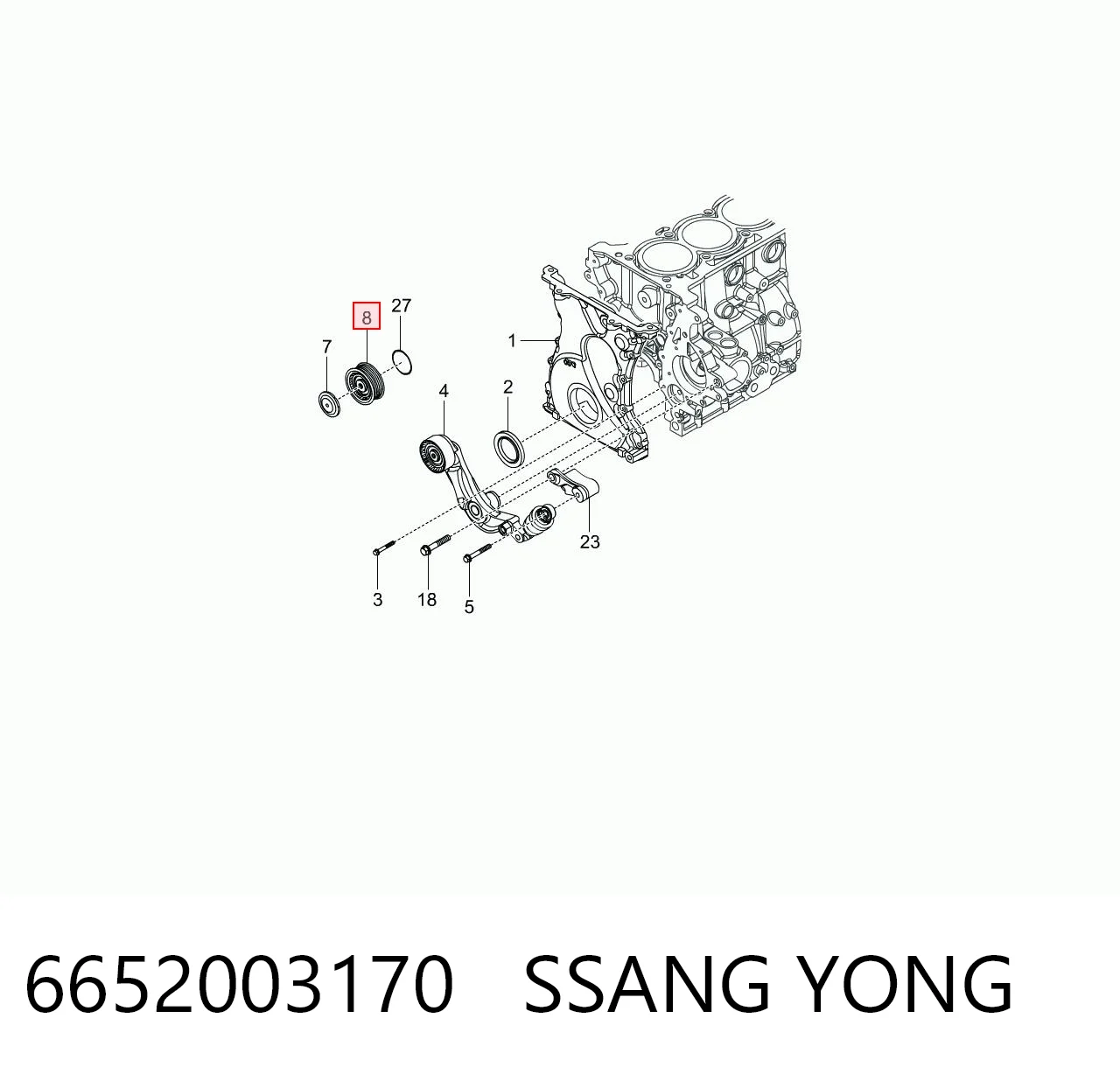 6652003170 Ssang Yong Polea guía correa poli V