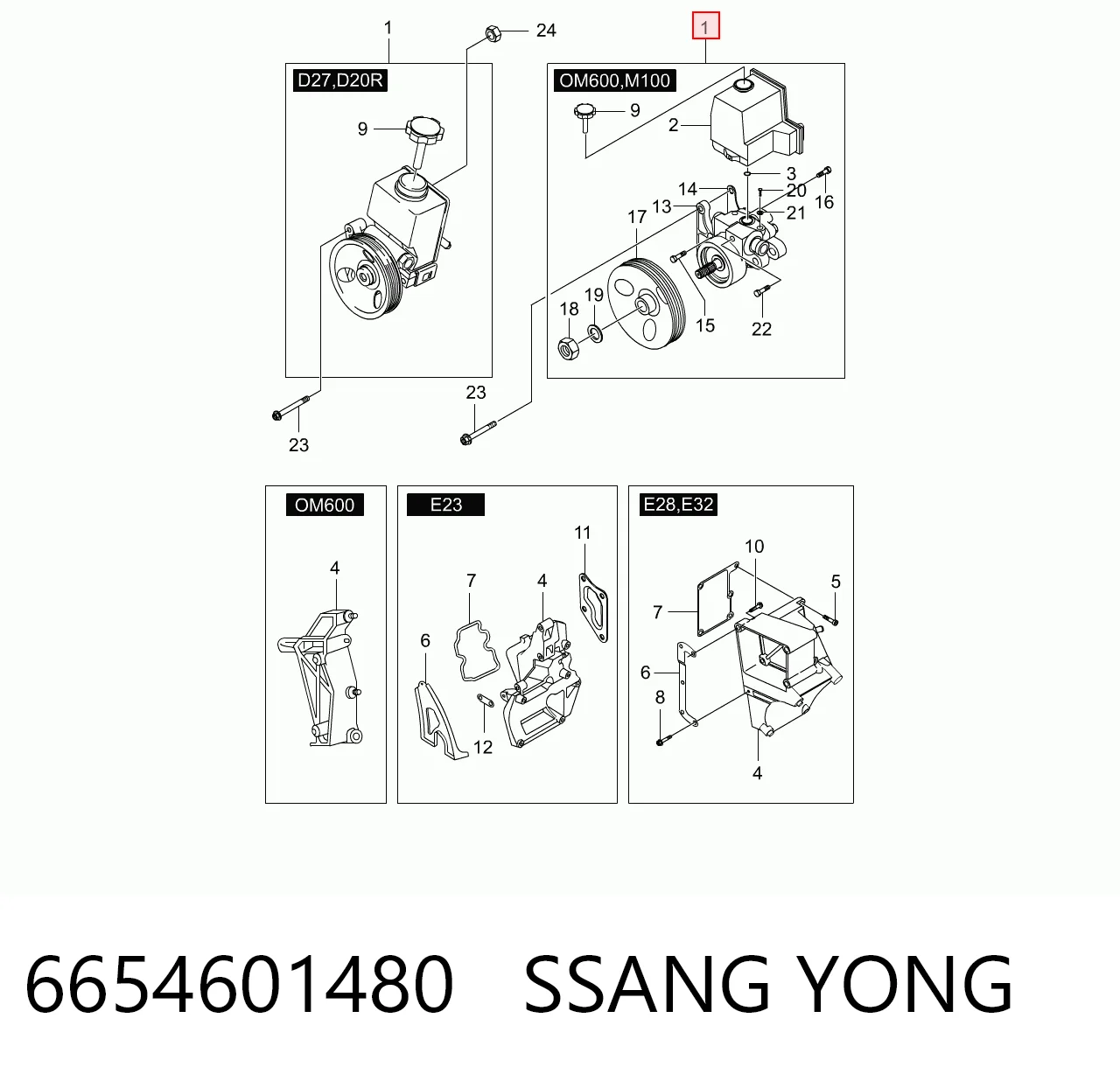 6654601480 Ssang Yong Bomba hidráulica de dirección