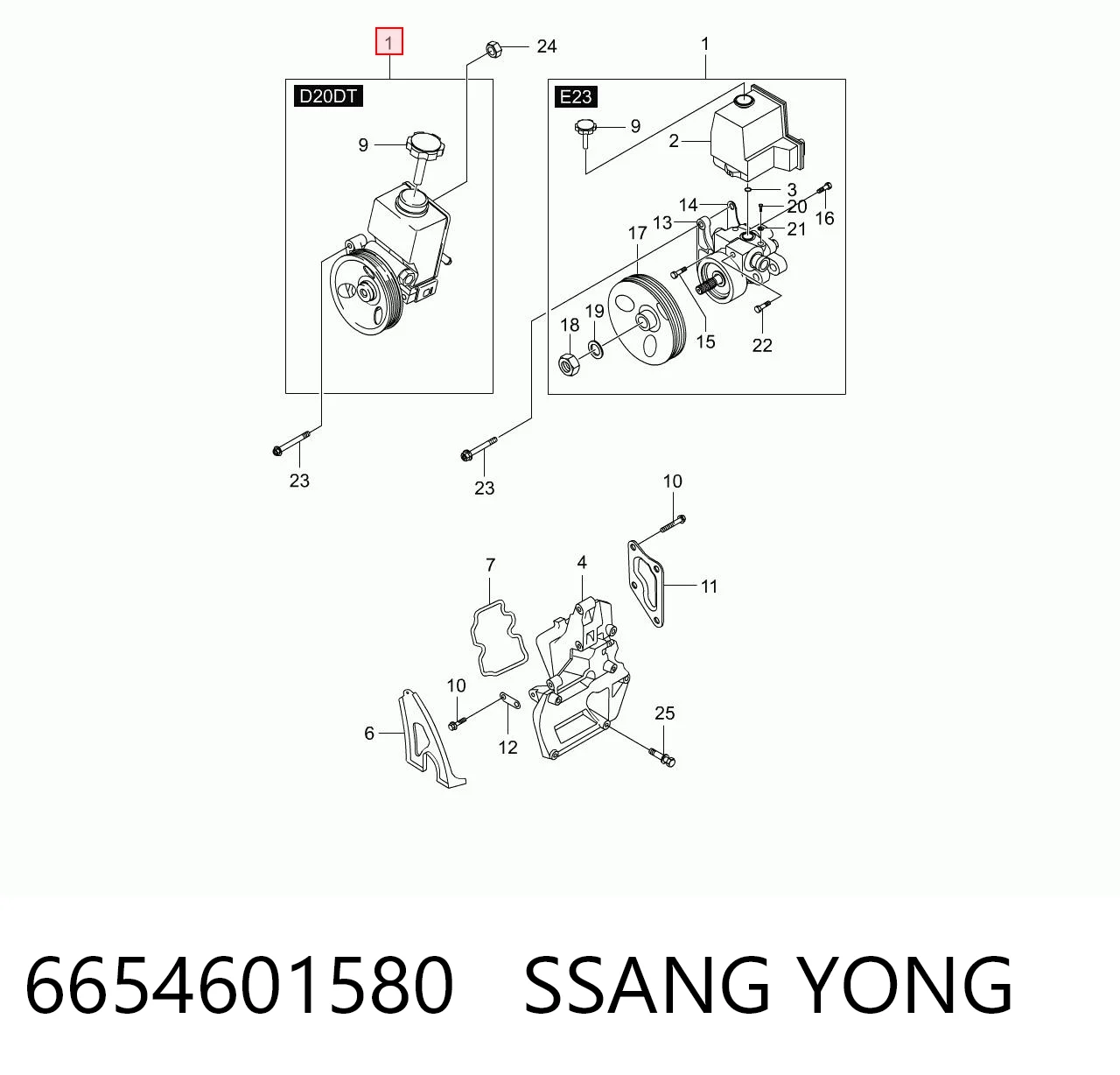 6654601580 Ssang Yong Bomba hidráulica de dirección