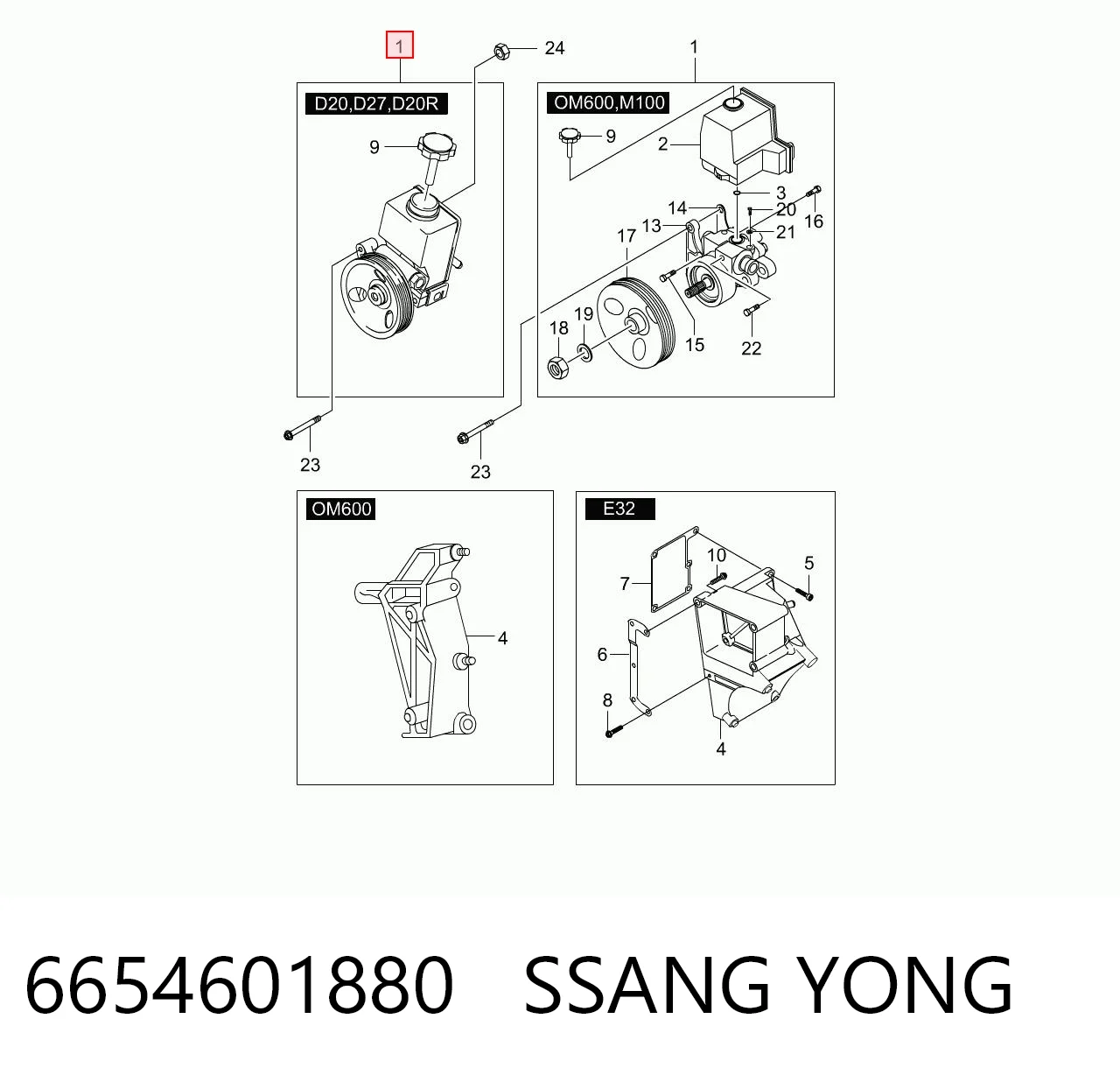 6654601880 Ssang Yong Bomba hidráulica de dirección