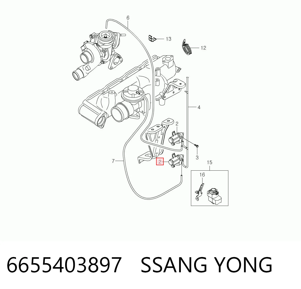 6655403897 Ssang Yong Válvula de solenoide de control de mariposa EGR