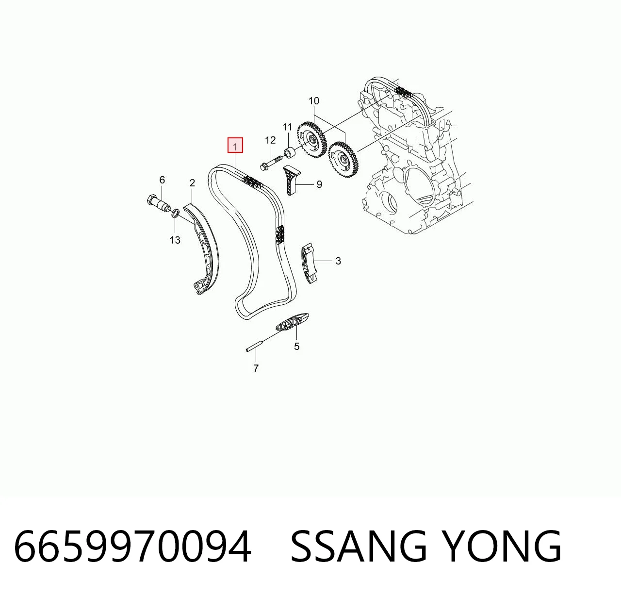 Cadena de motor para SsangYong Rexton W I 