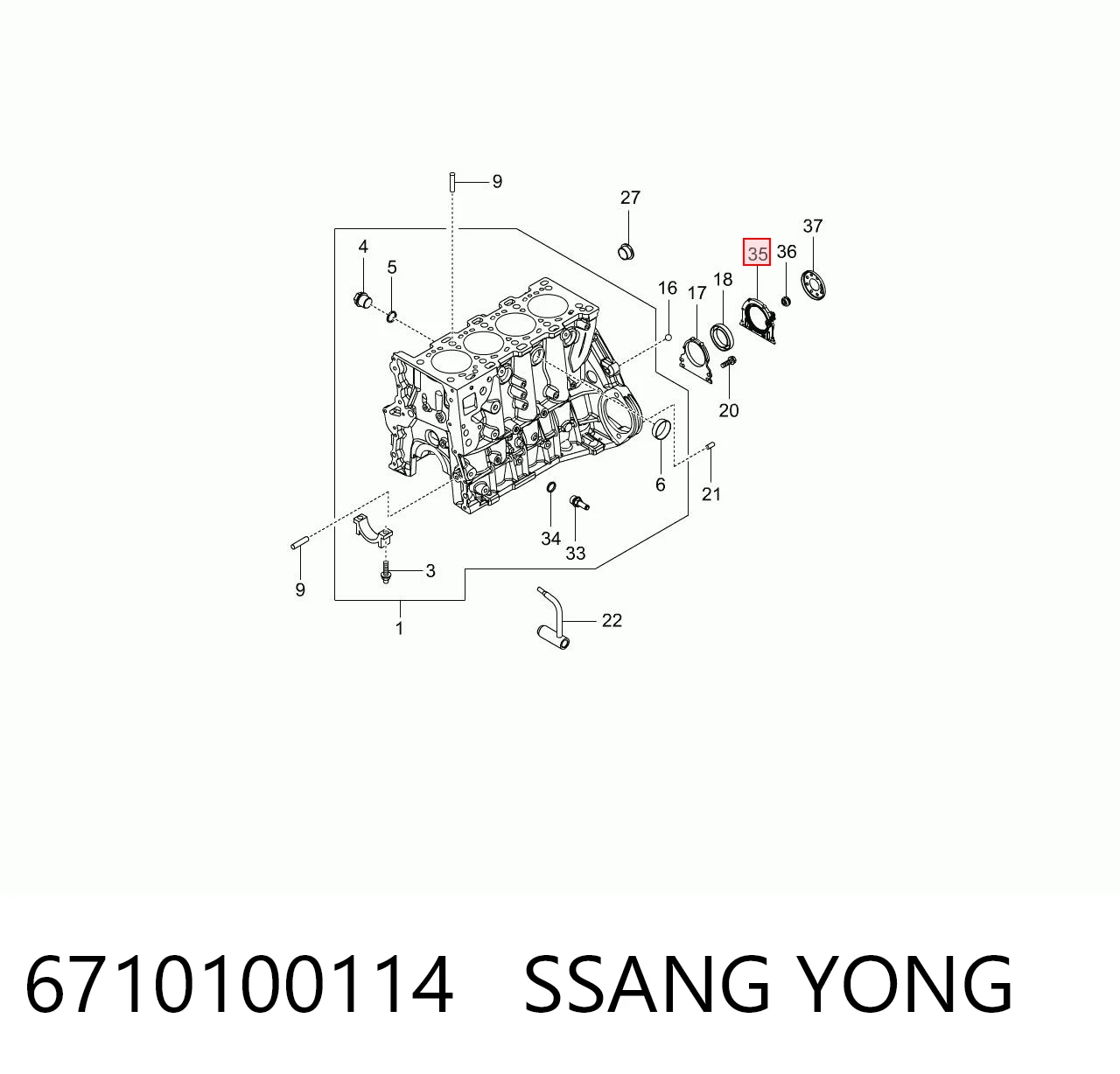 6710100114 Ssang Yong Anillo retén cigüeñal