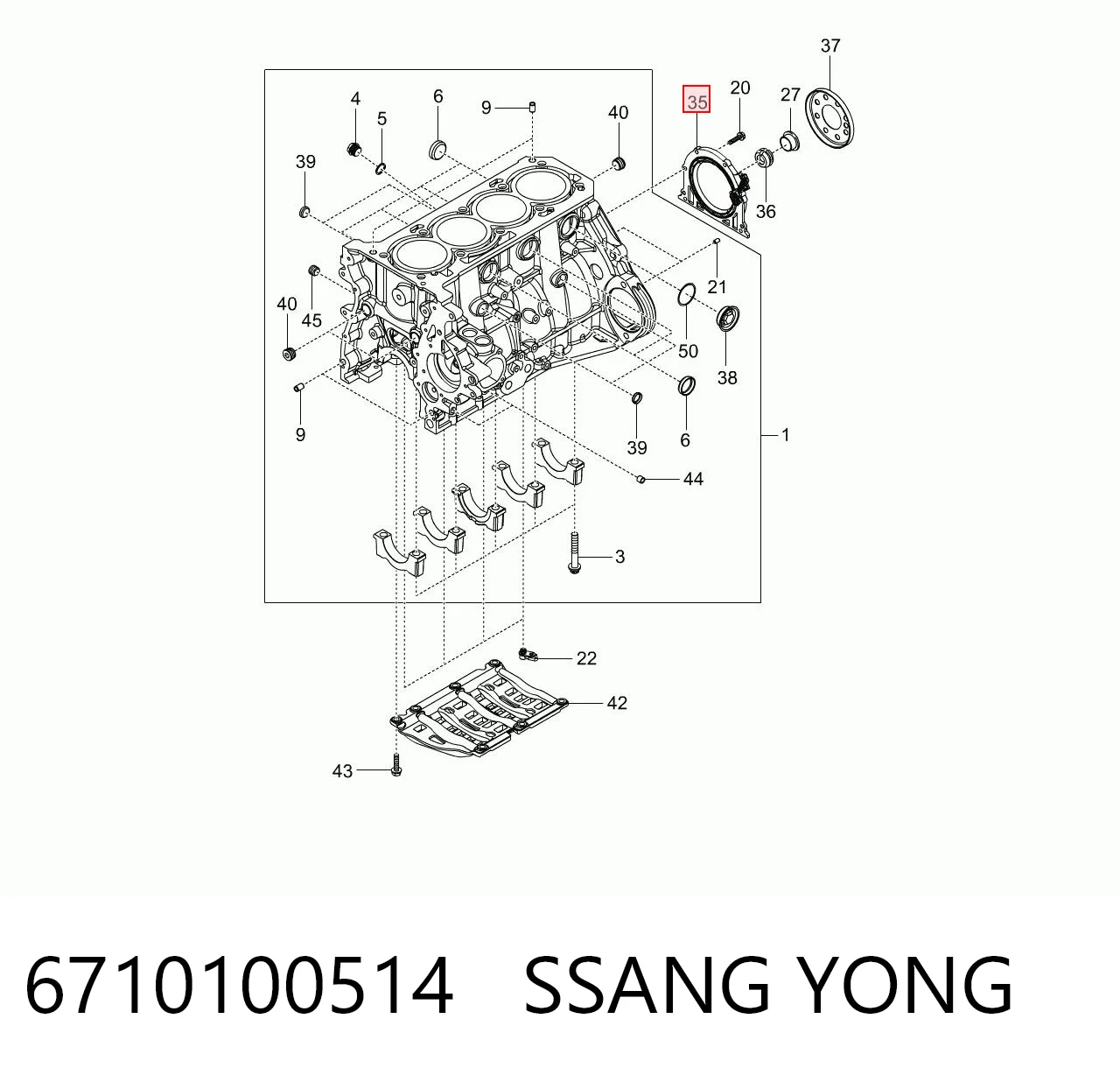6710100514 Ssang Yong Anillo retén cigüeñal